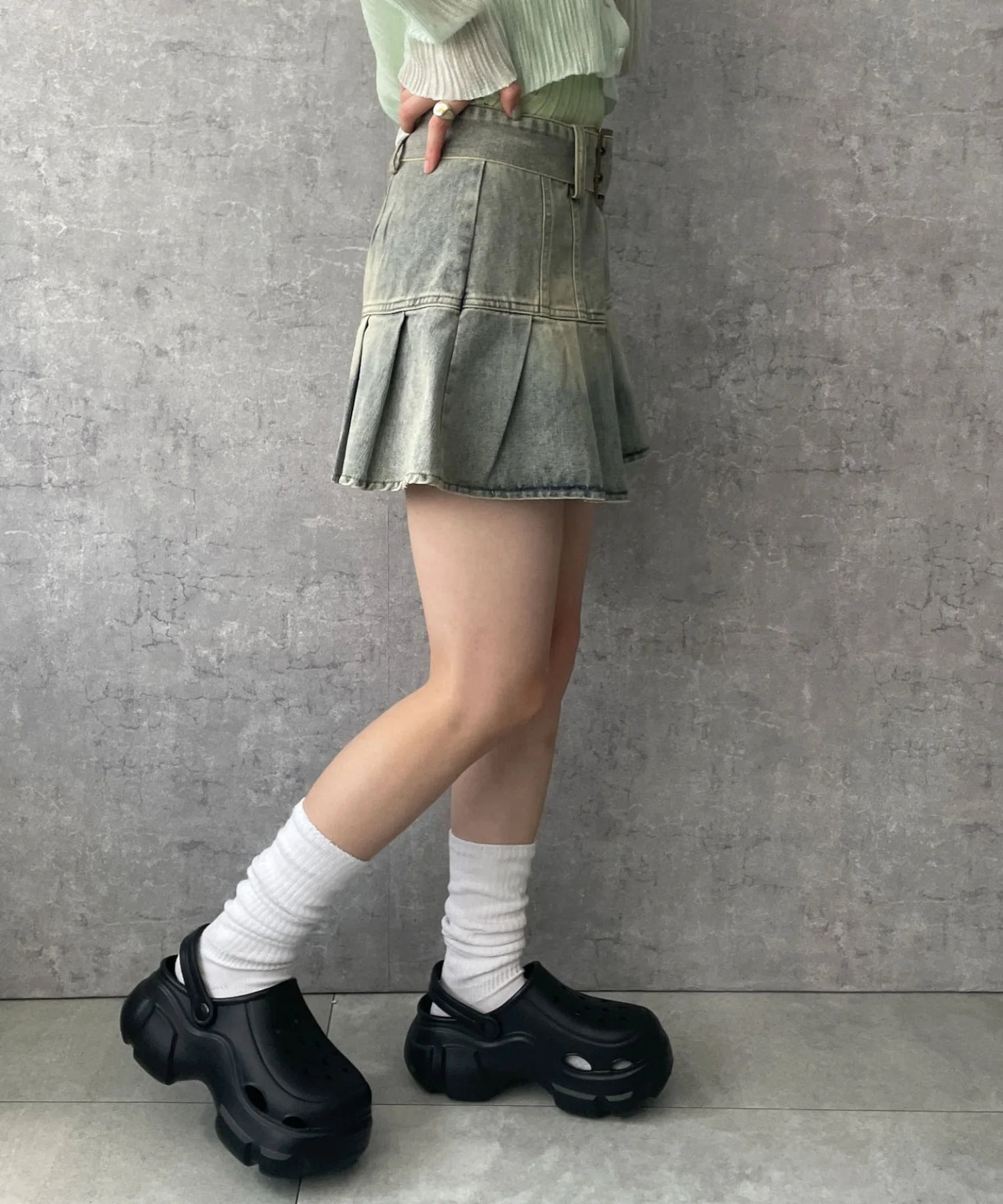 ベルトデニムプリーツスカ－ト - Image 6