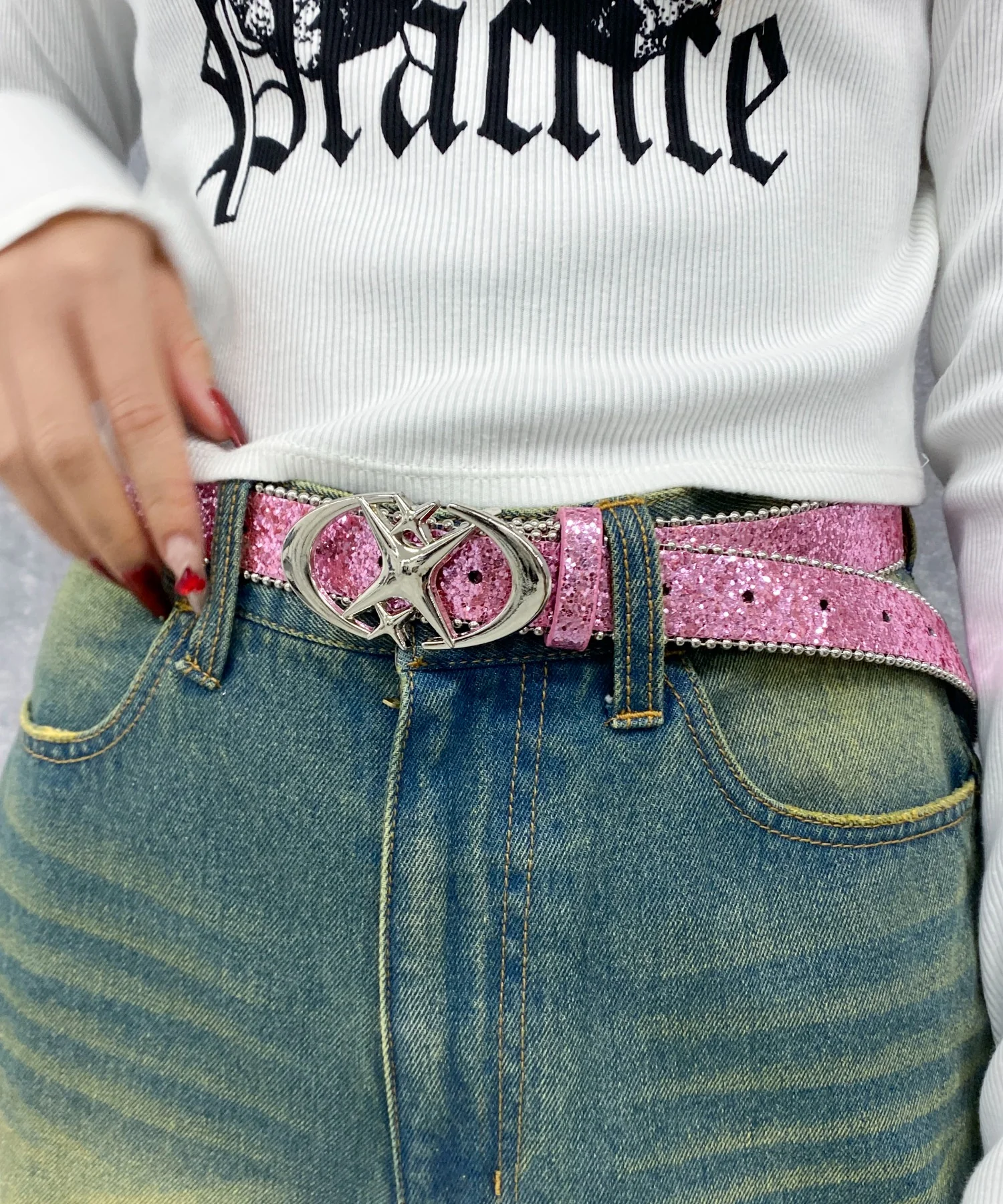 Lキラキラバックルメタリックベルト - Image 2