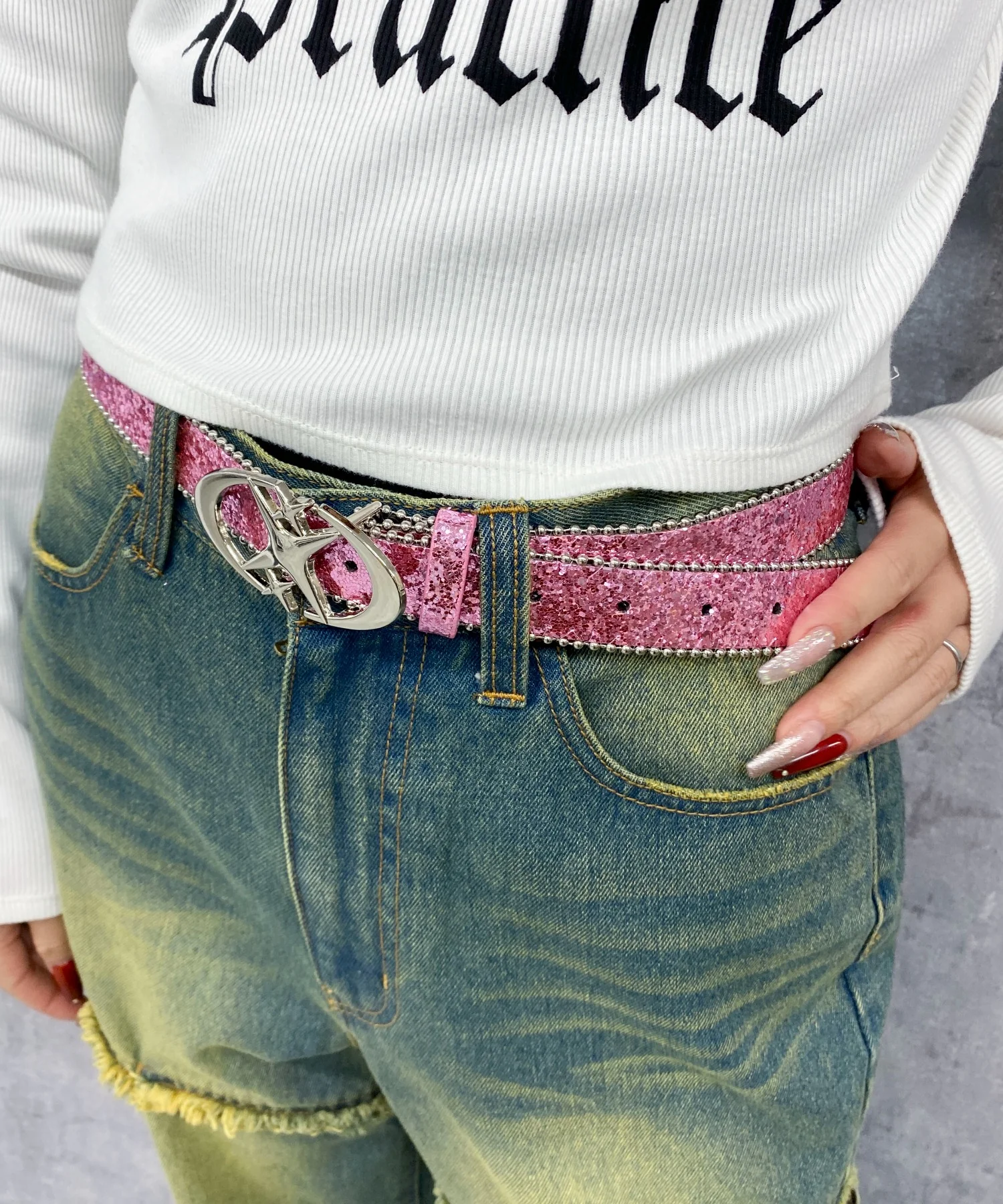 Lキラキラバックルメタリックベルト - Image 7