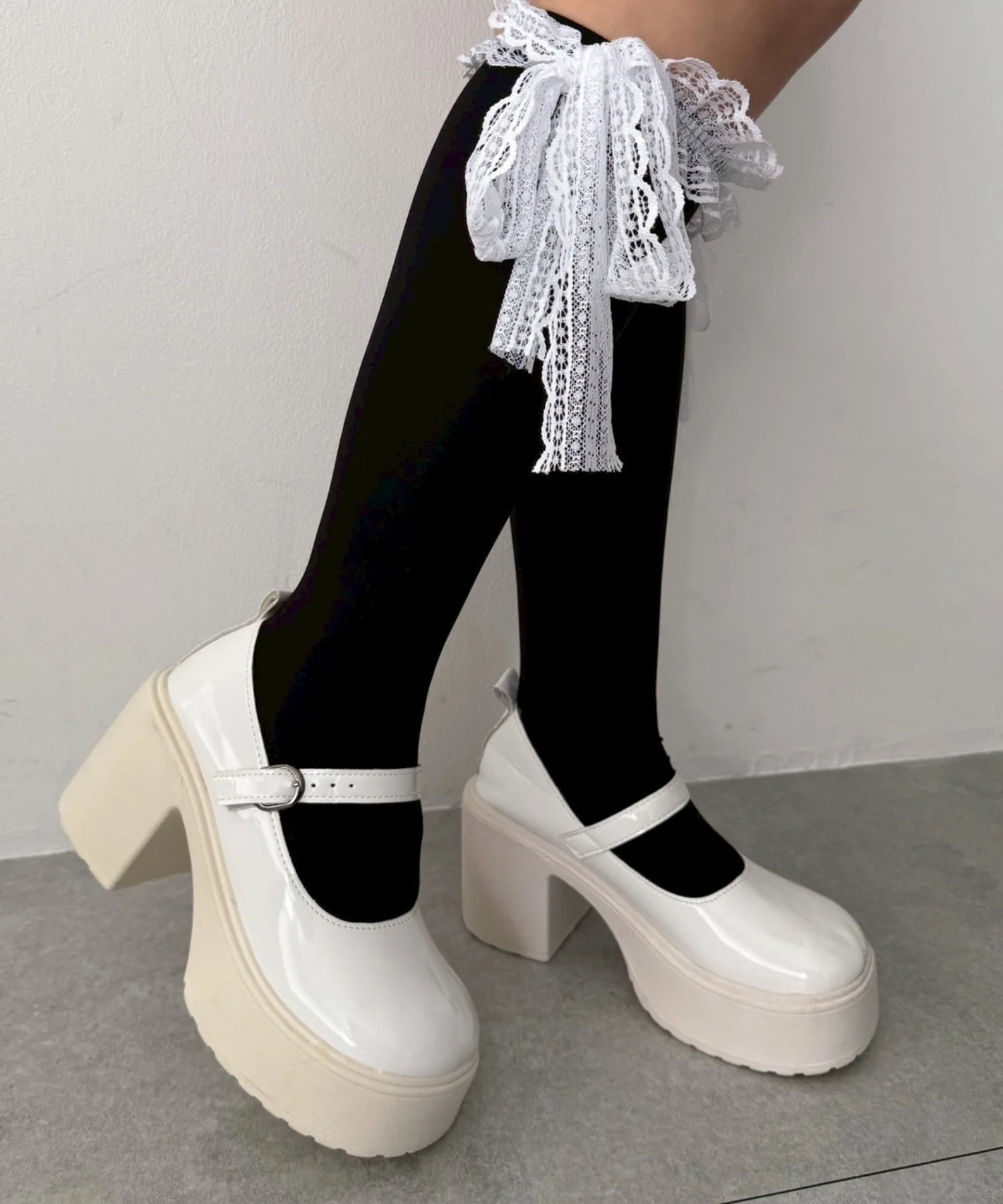 リボンレースハイソックス(23-25cm)