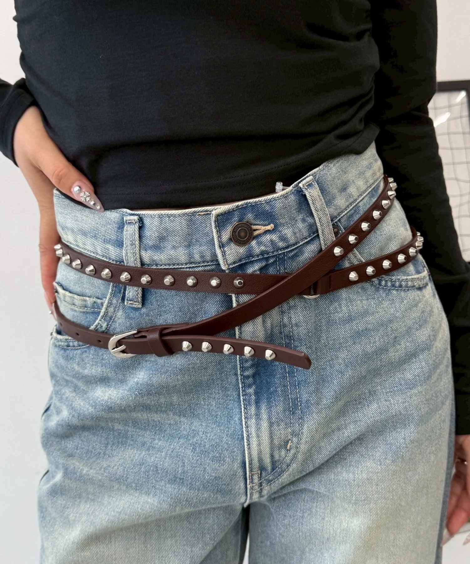 Lスタッズデザインダブルベルト - Image 2