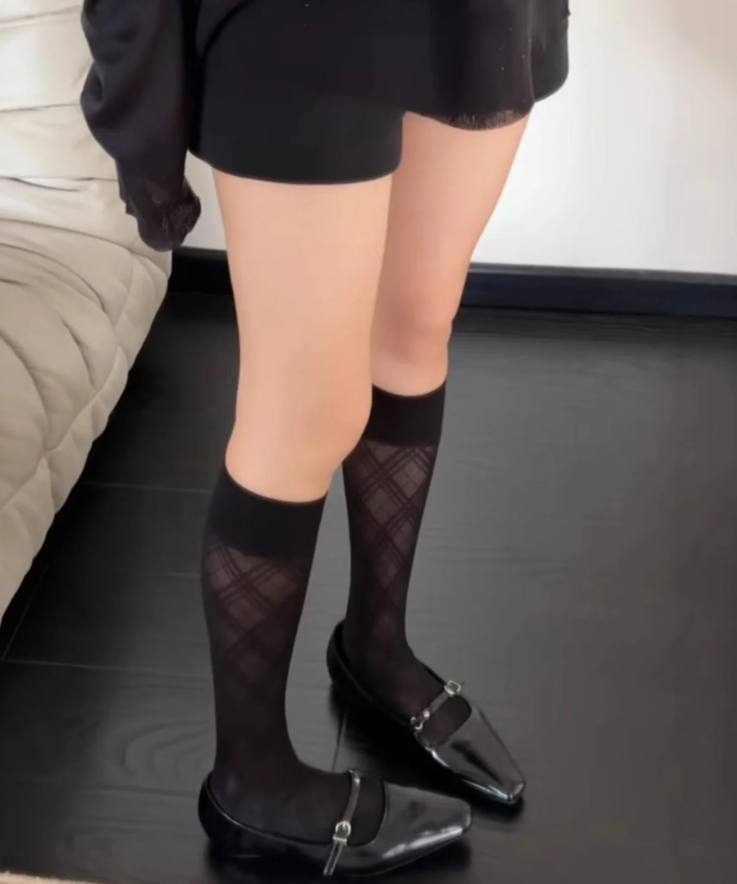チェック柄シアーハイソックス(23-25cm) - Image 5