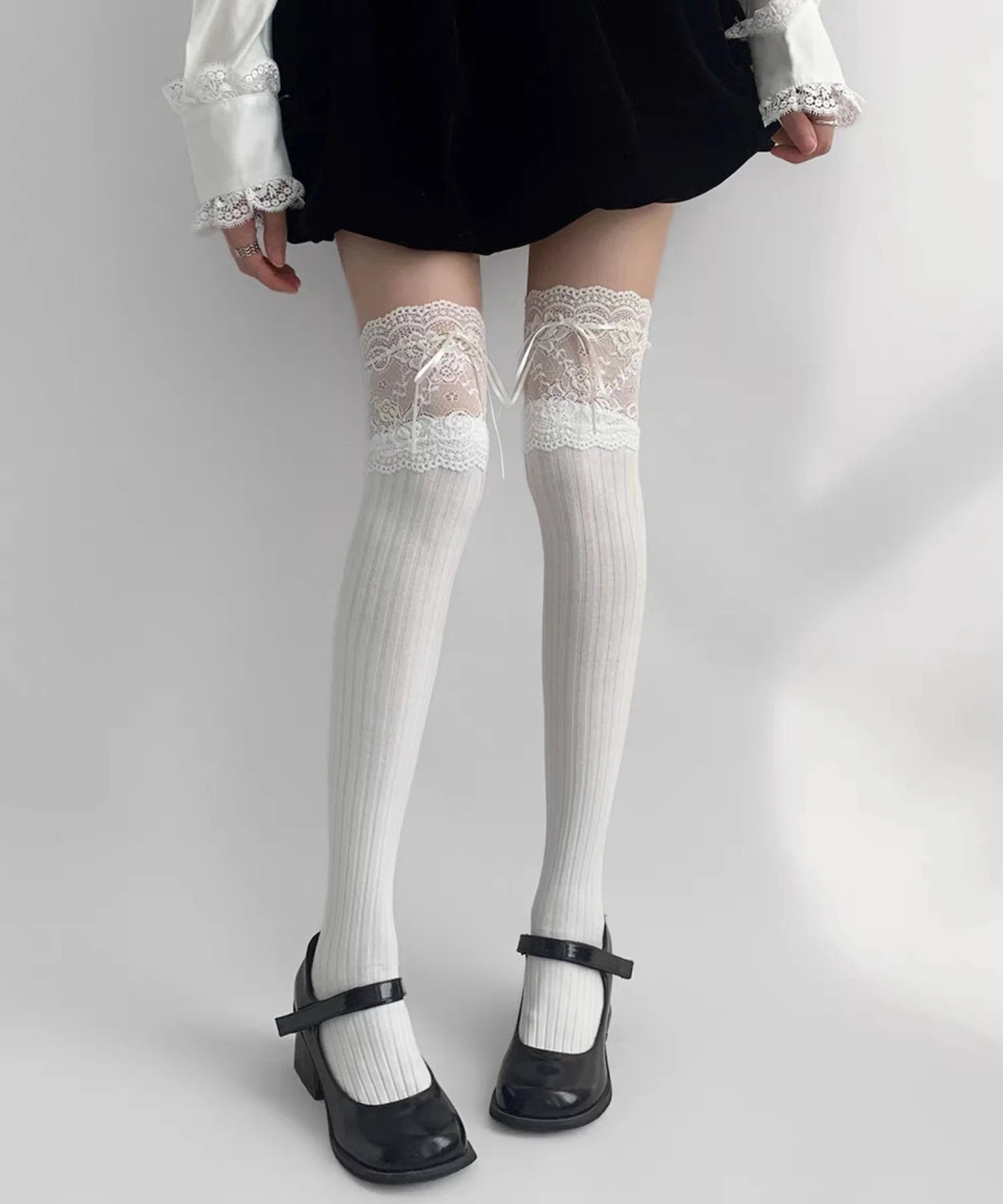 リボンレース切替ニーハイソックス(23-25cm) - Image 4