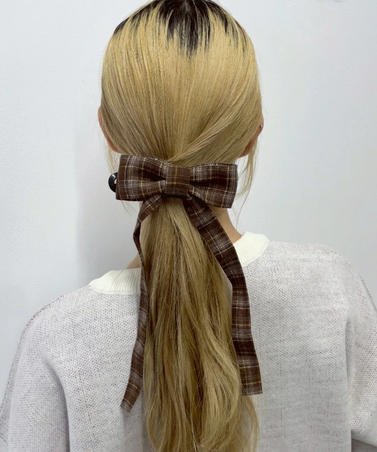 Lチェックロングリボンバンス - Image 5
