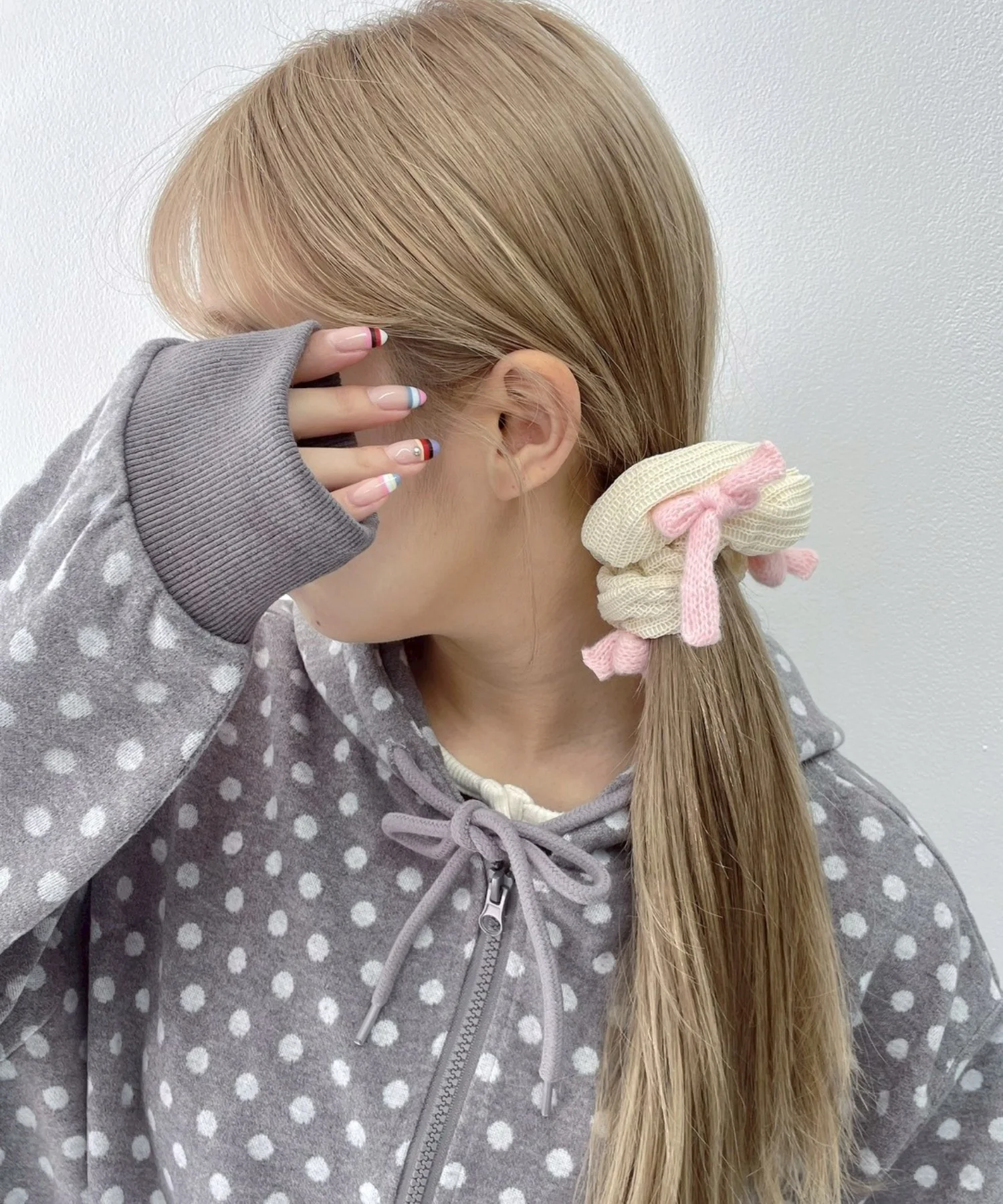 Lリボンニットシュシュ - Image 3