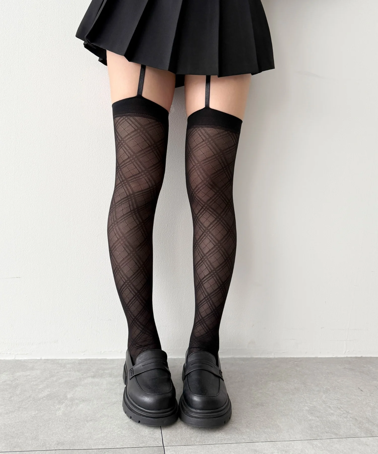 チェックシアーニーハイソックス(23-25cm) - Image 2