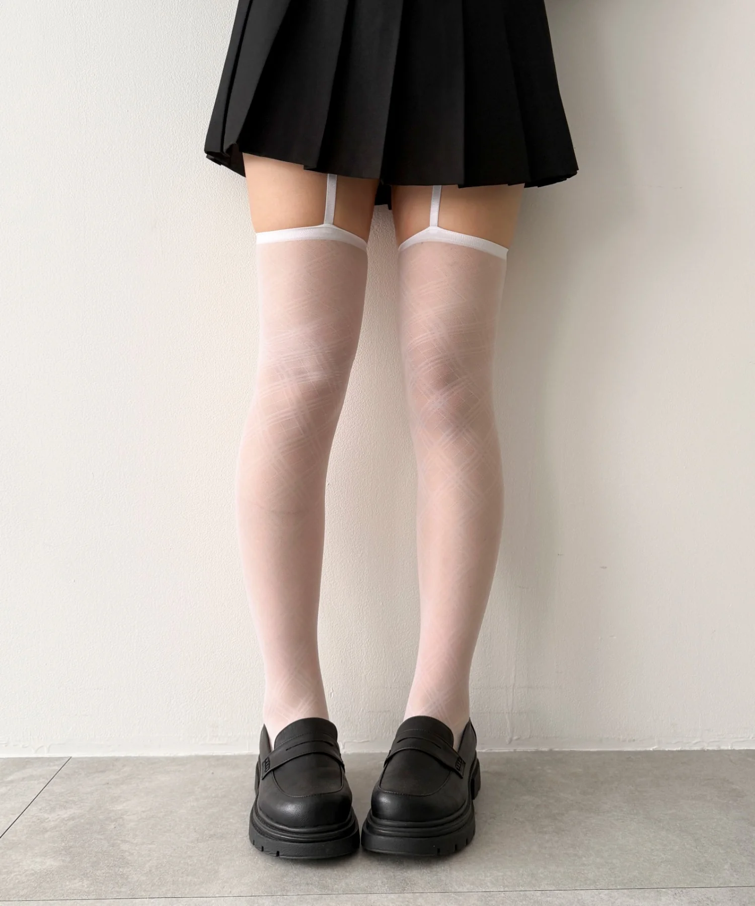 チェックシアーニーハイソックス(23-25cm) - Image 3