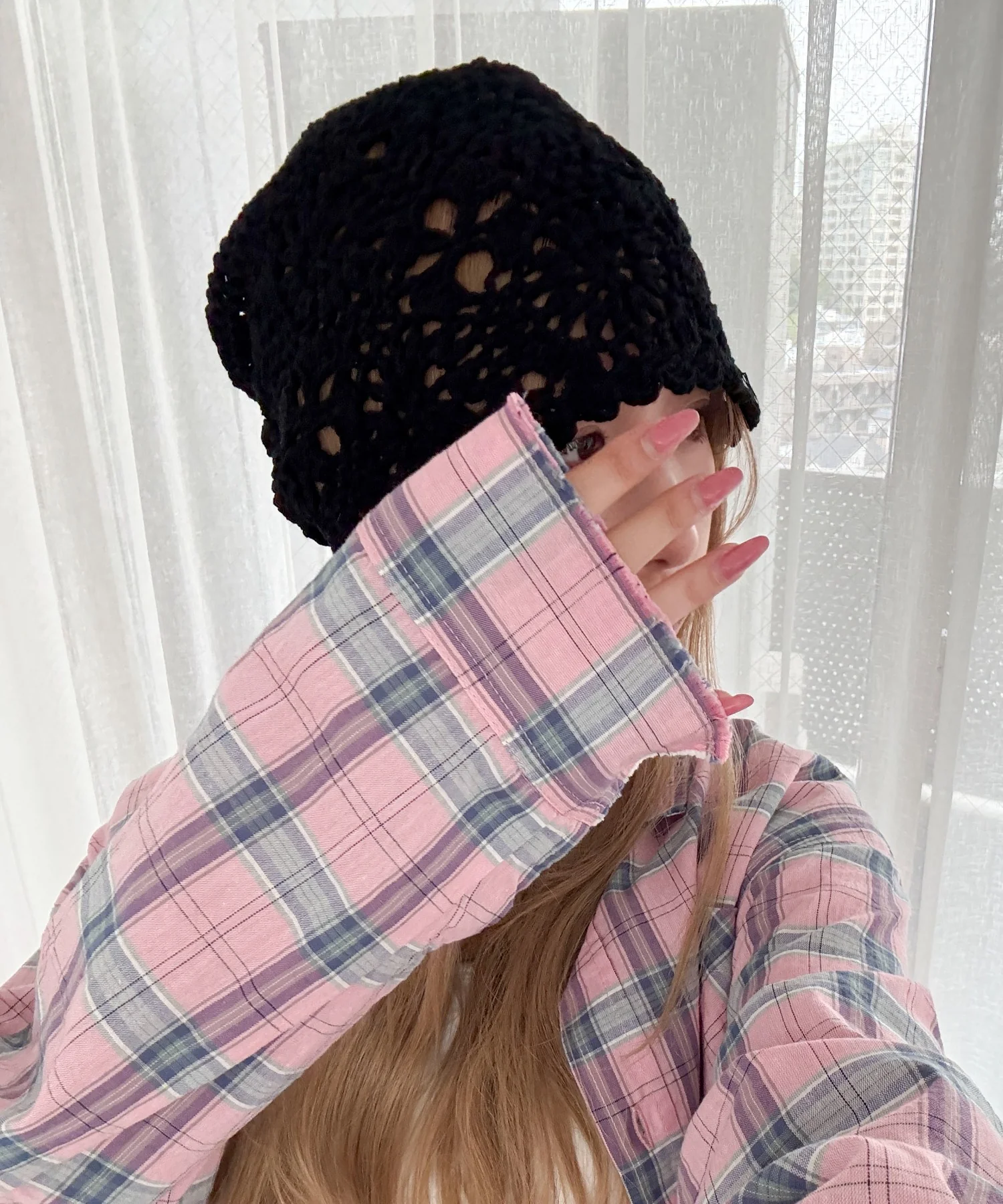 Lフラワークロシェニットキャップ - Image 11