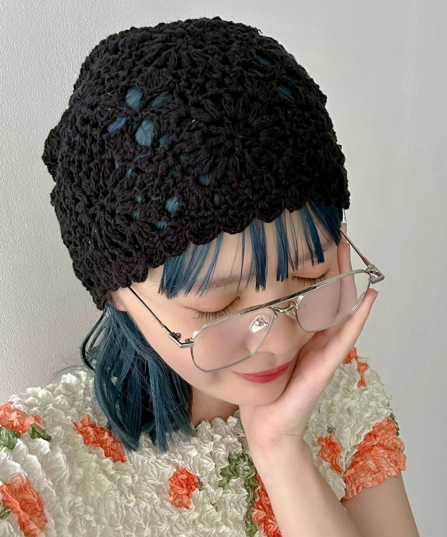 Lフラワークロシェニットキャップ - Image 7