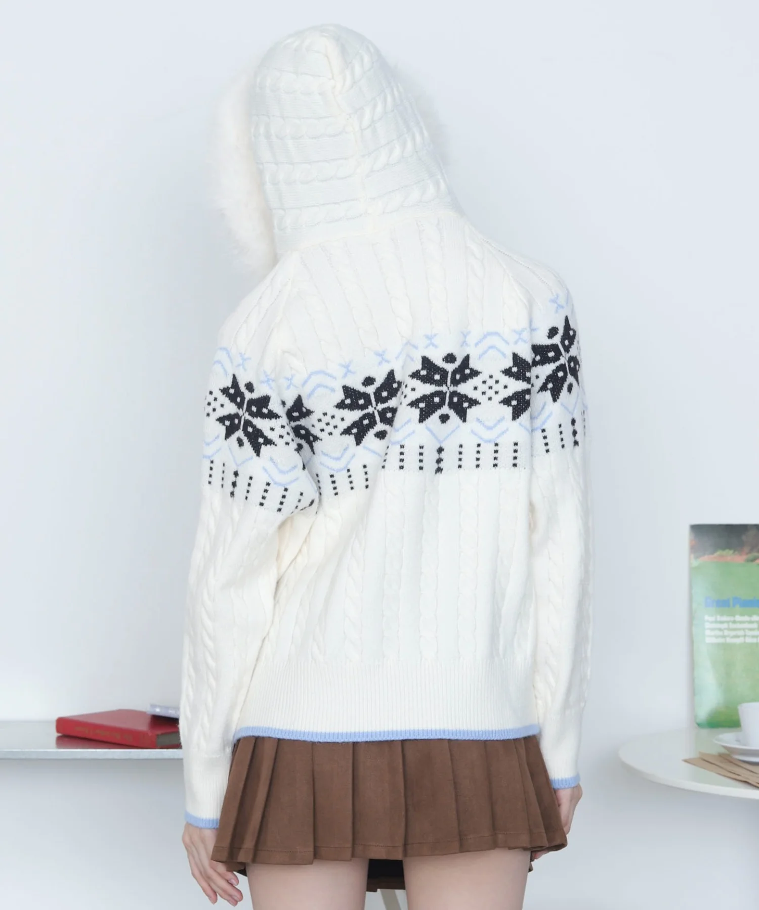 Fファーフードノルディックニットパーカー - Image 12