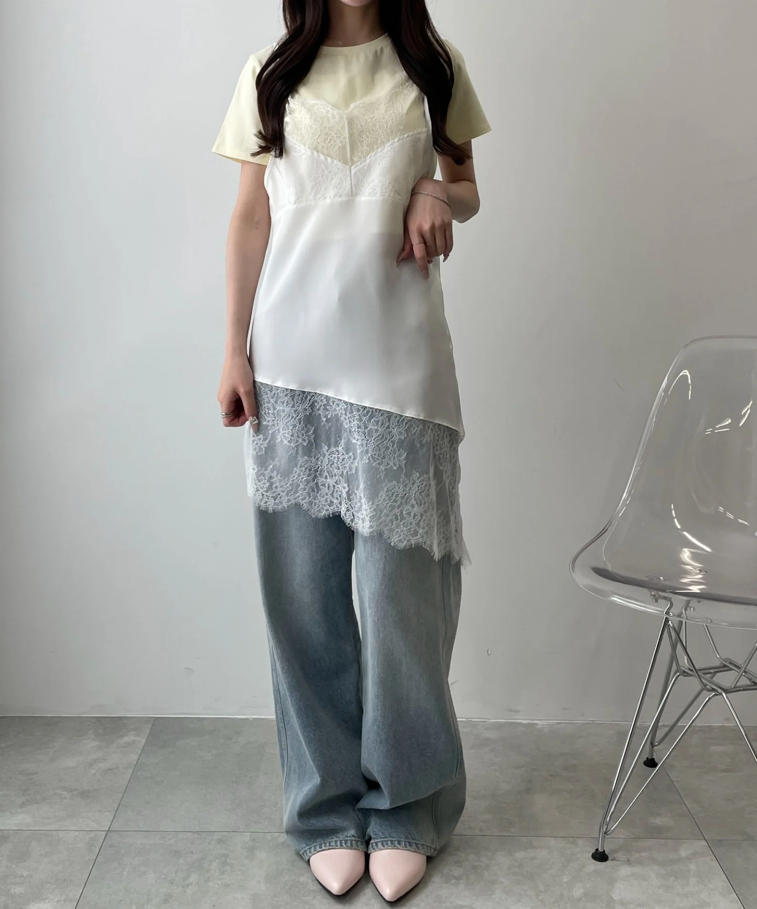 レース切替サテンキャミ - Image 17