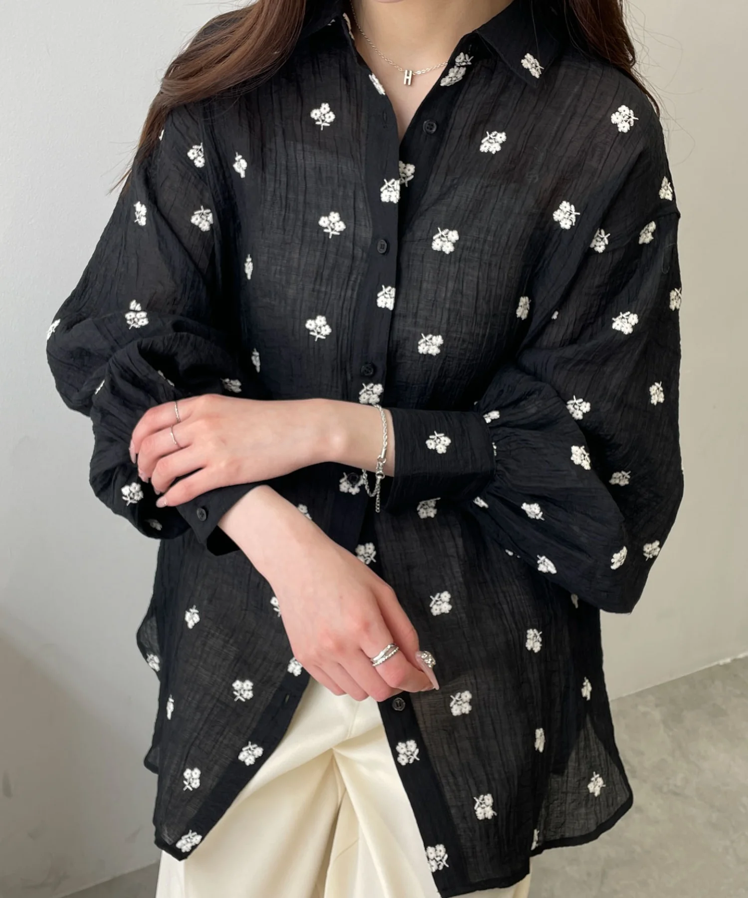楊柳刺繍BIGシャツ - Image 8