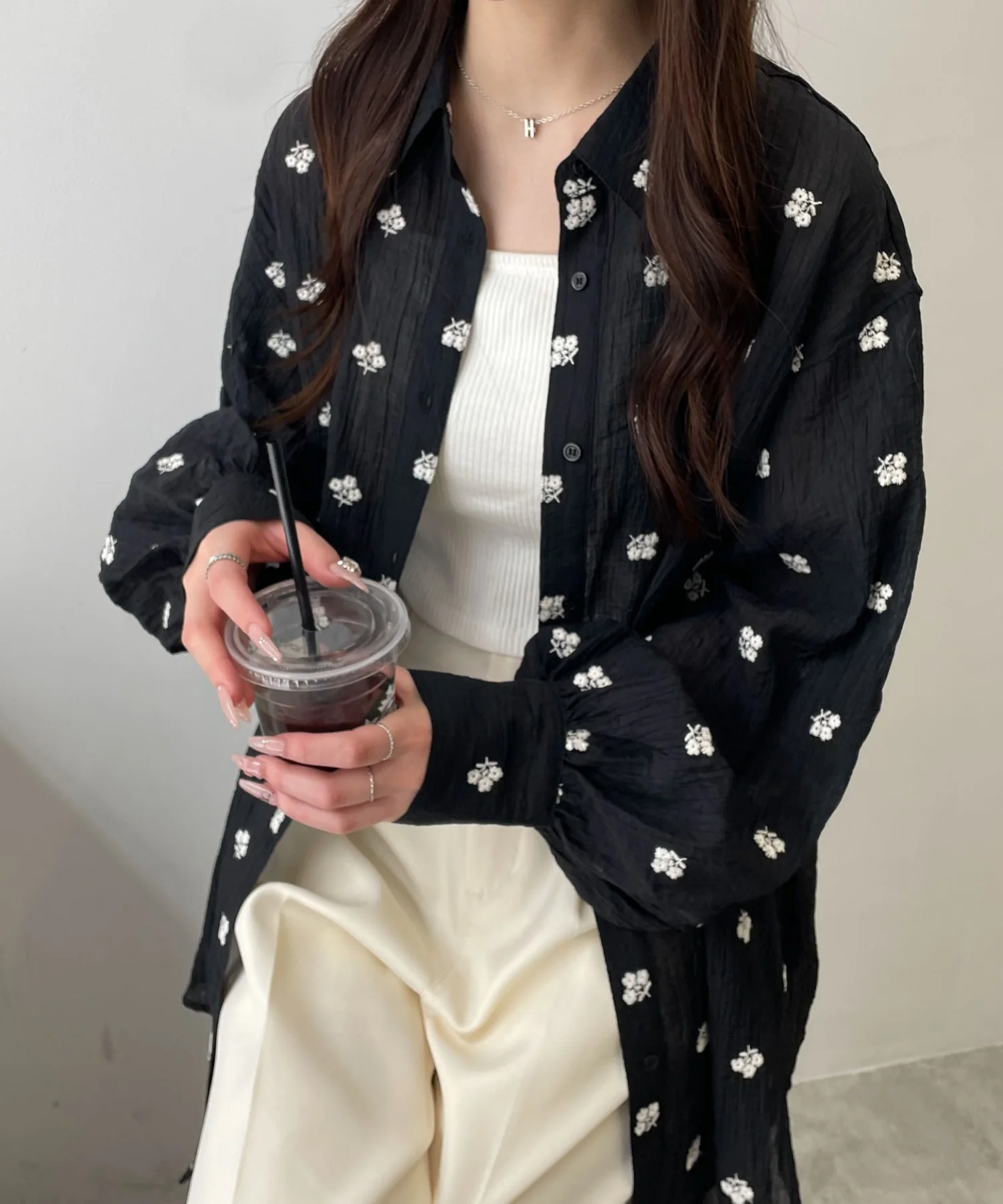 楊柳刺繍BIGシャツ - Image 9