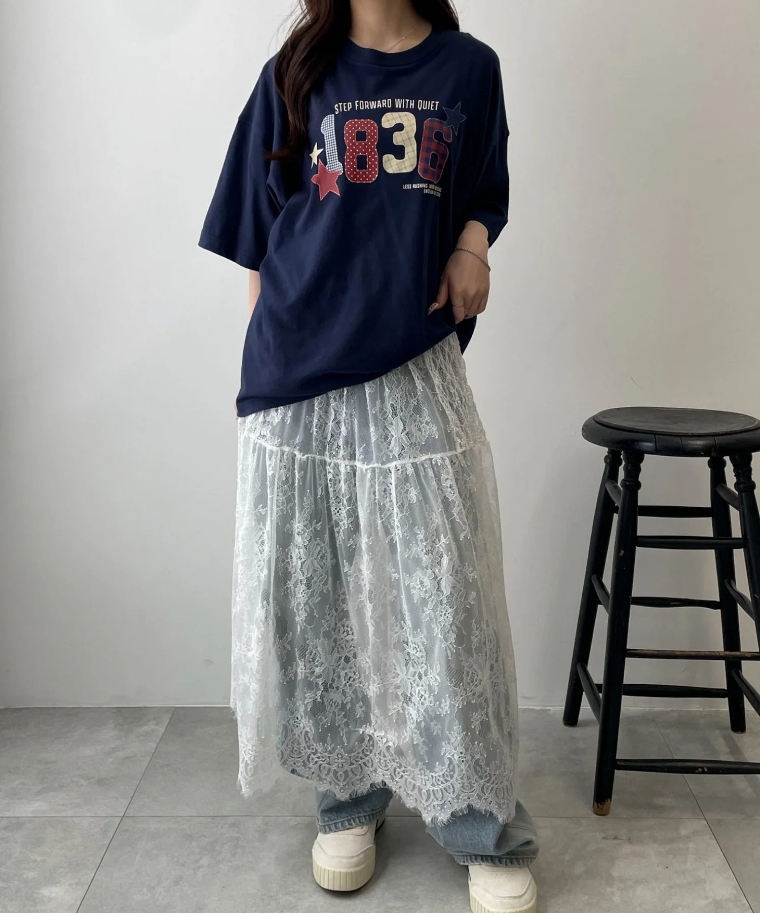 レース切替ロングスカート - Image 10