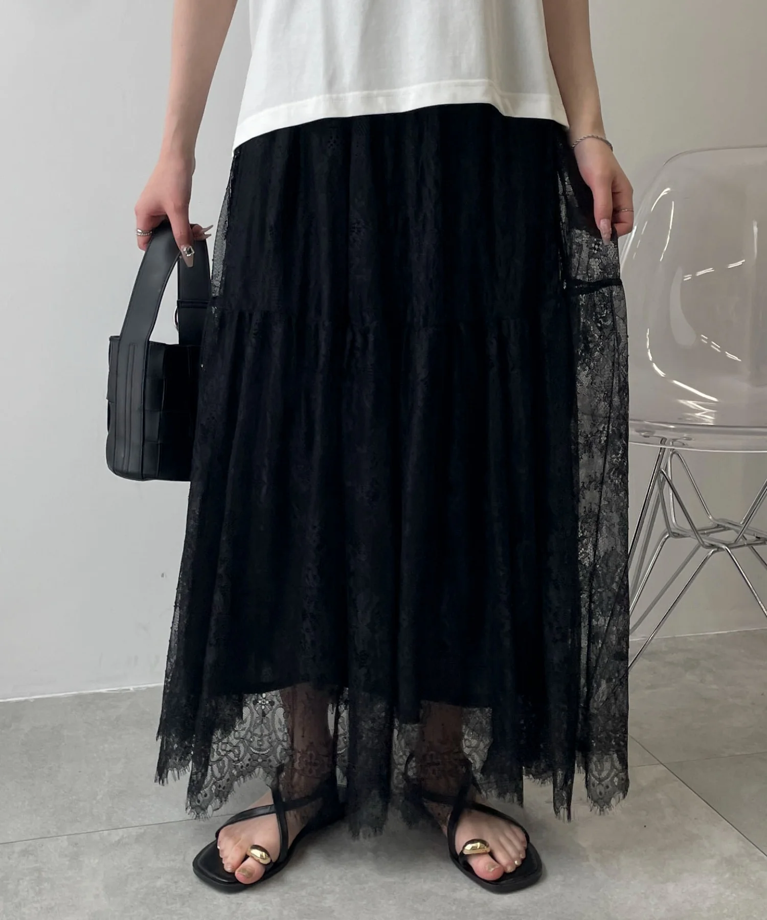 レース切替ロングスカート - Image 11
