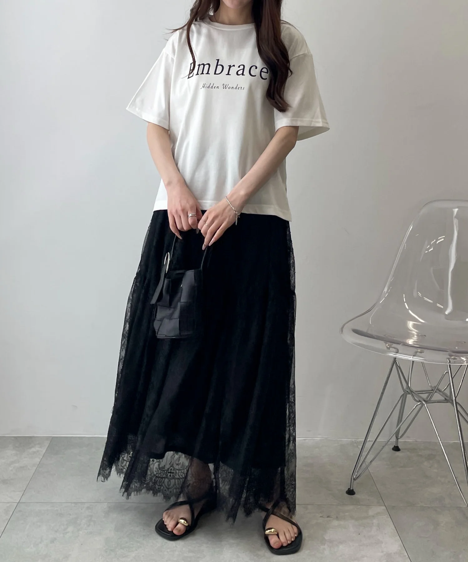 レース切替ロングスカート - Image 4