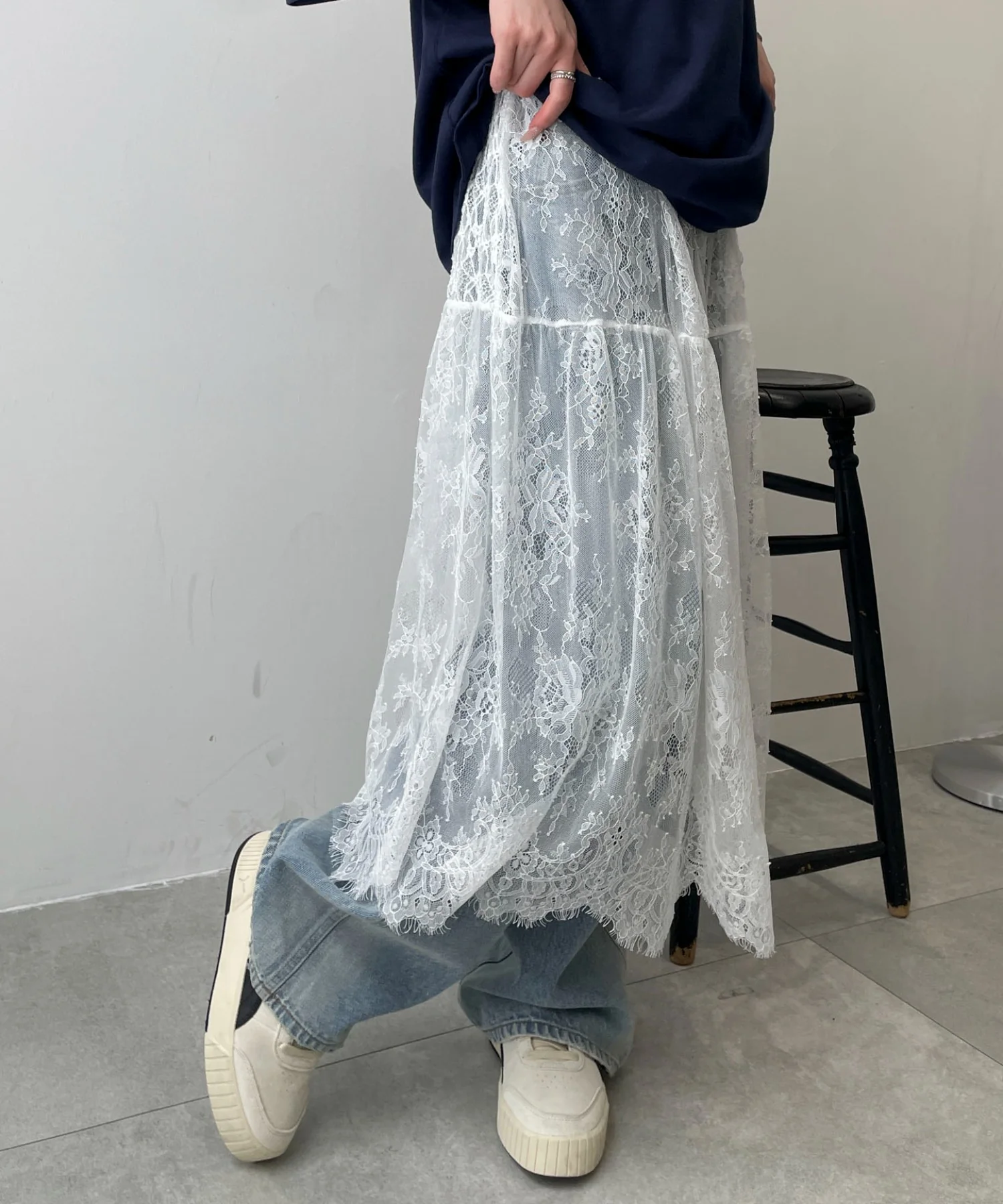 レース切替ロングスカート - Image 8
