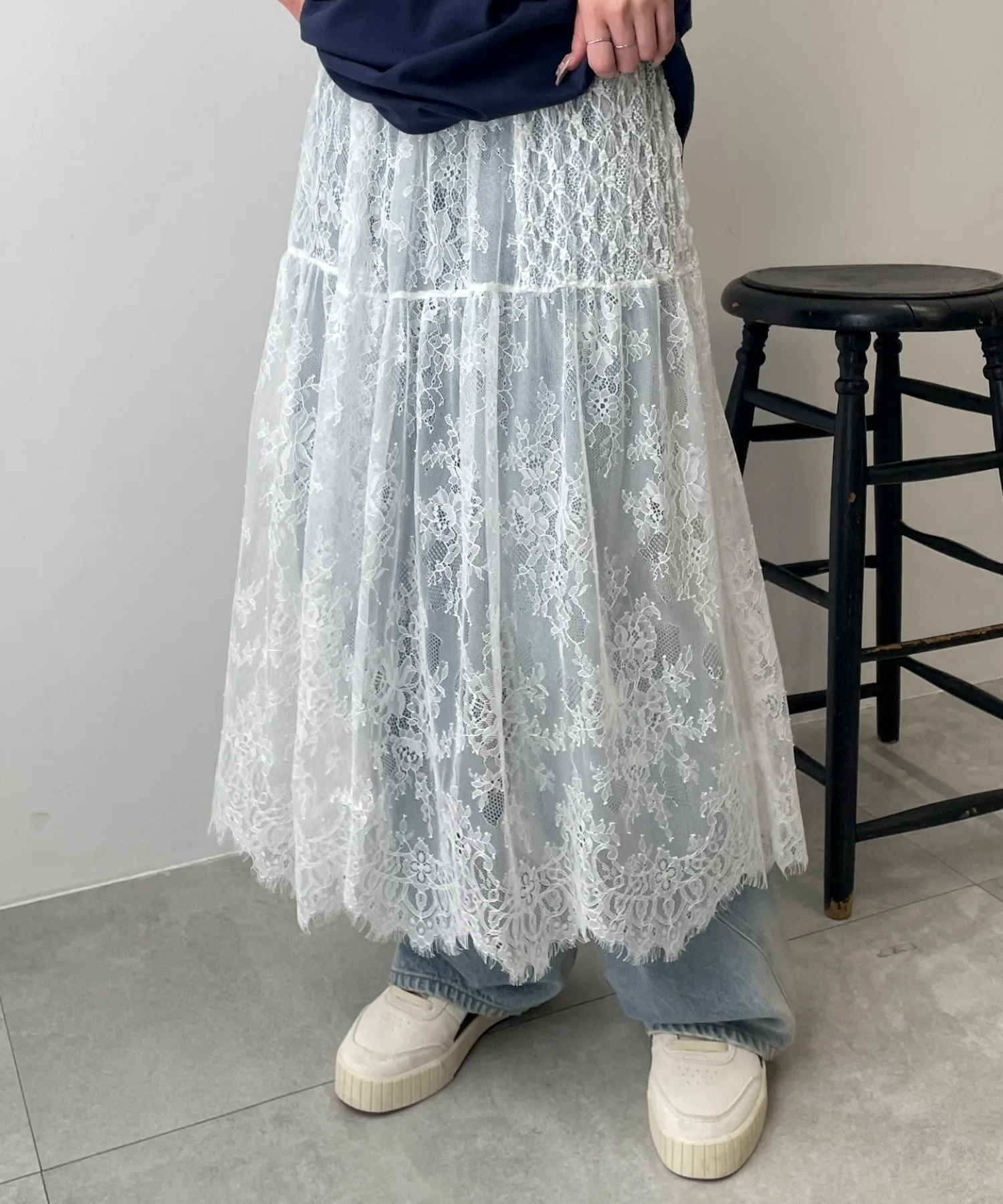 レース切替ロングスカート - Image 9