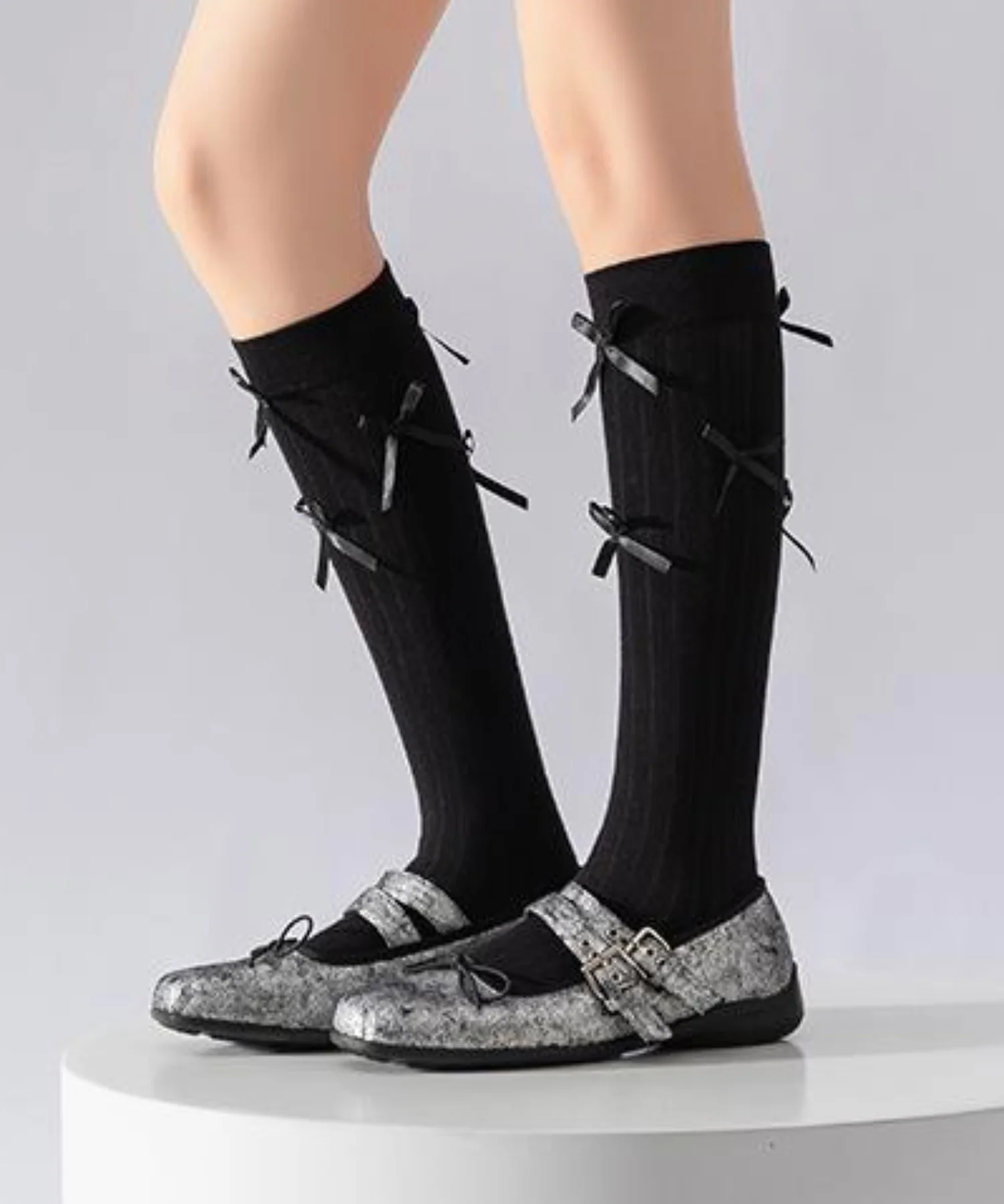 リボン付きハイソックス(23-25cm) - Image 3