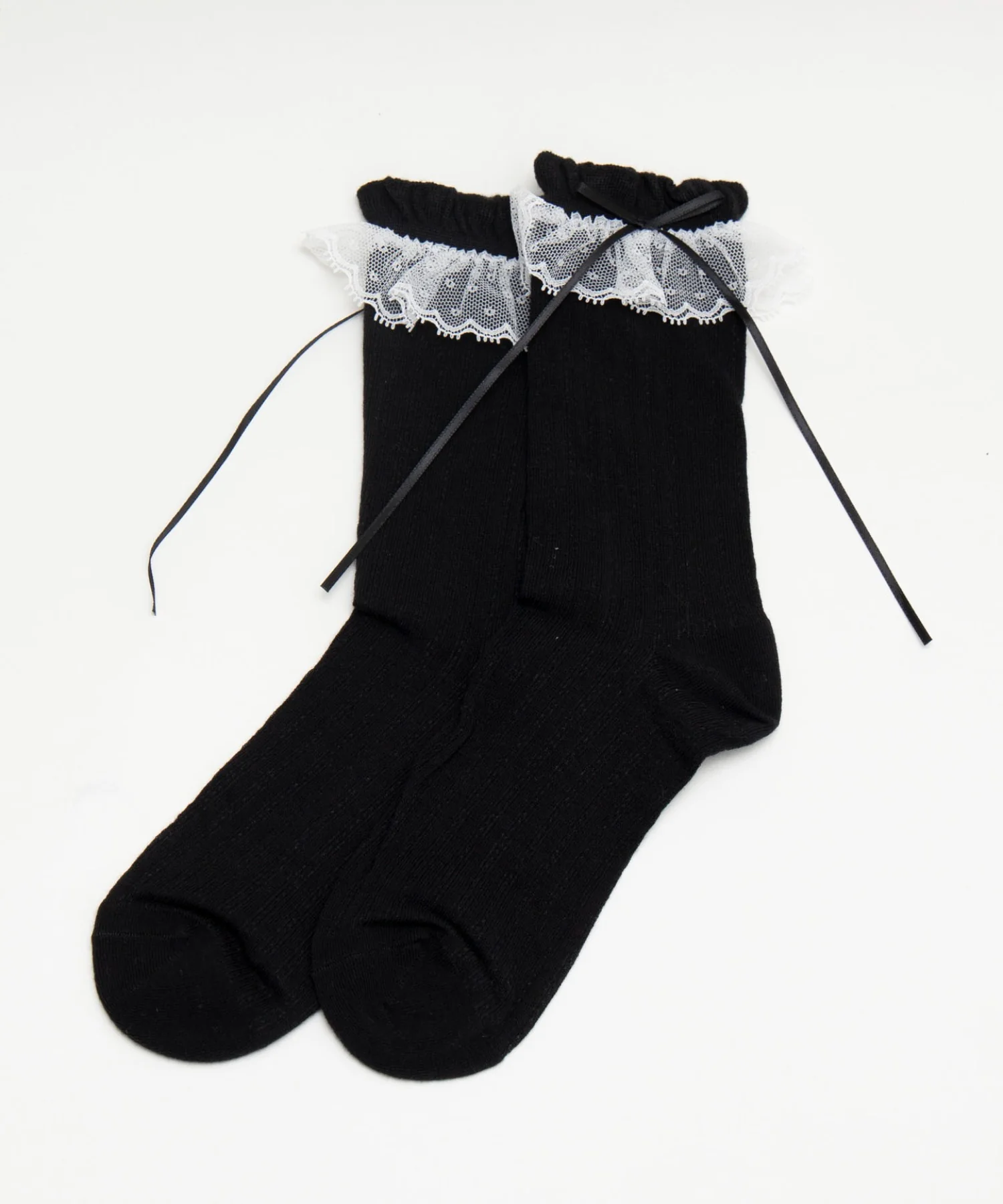 フリルレース付きリボンソックス(23-25cm) - Image 4
