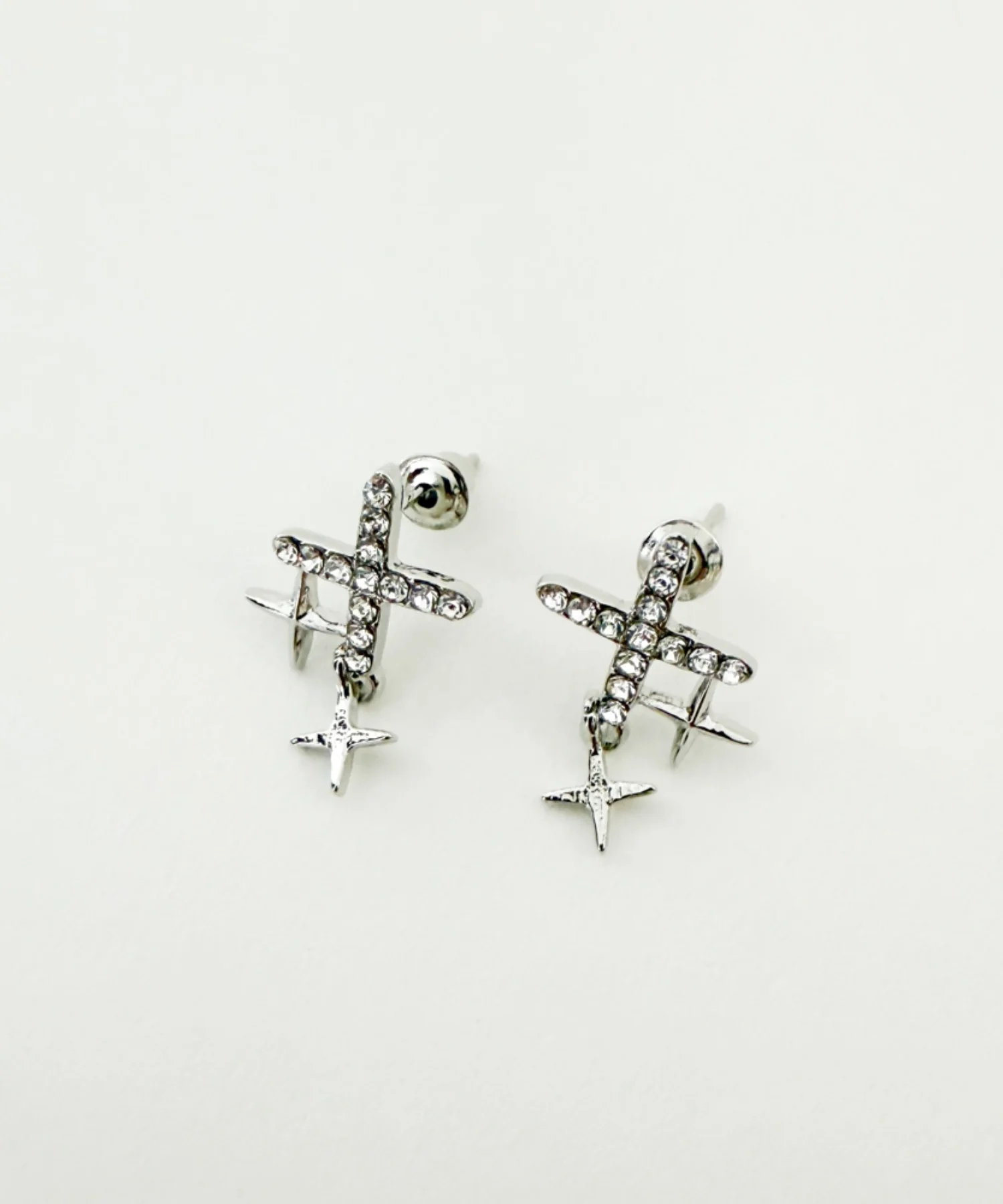 Lラインストーンモチーフピアス - Image 3