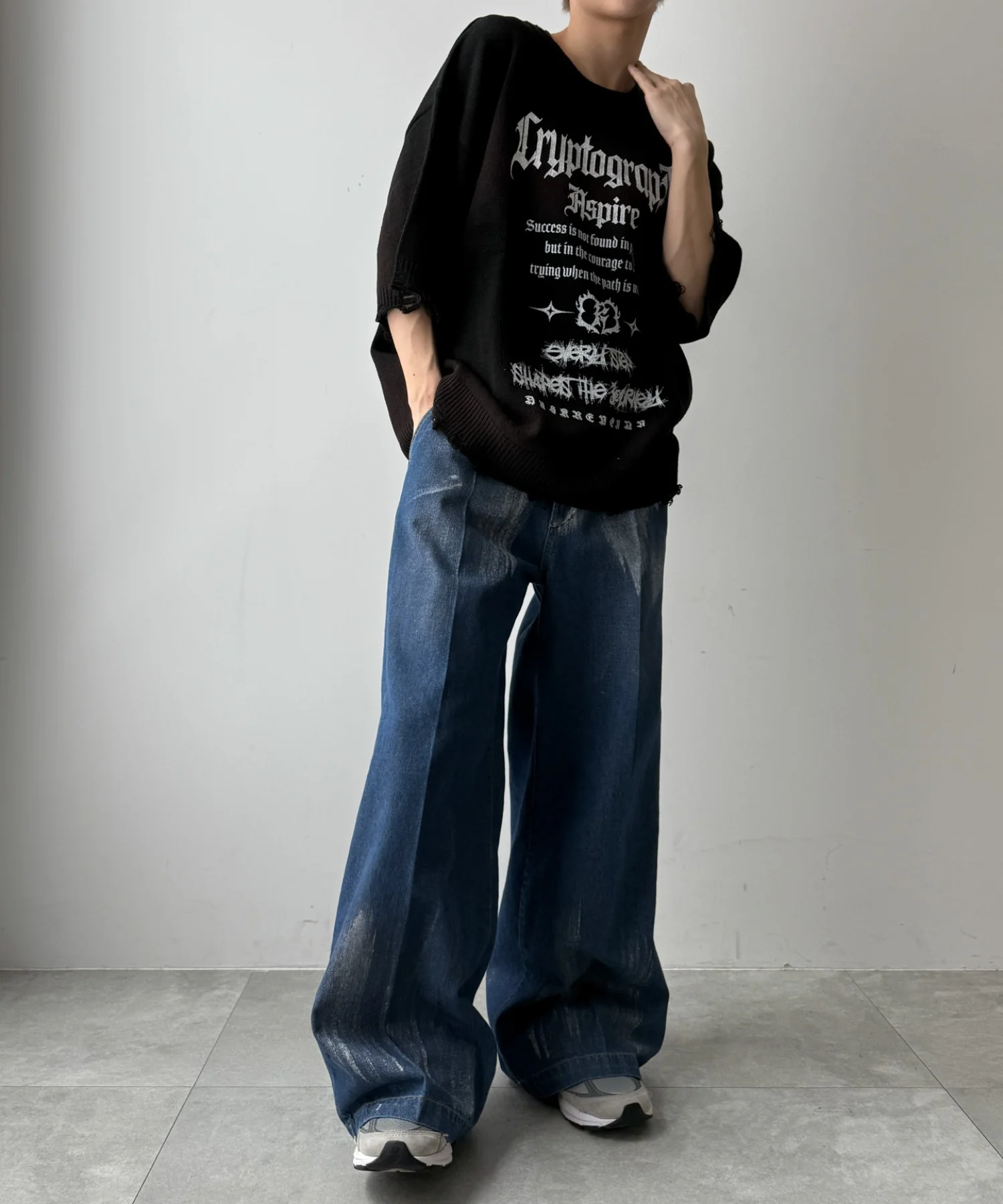 メタリックプリントデニムパンツ - Image 3