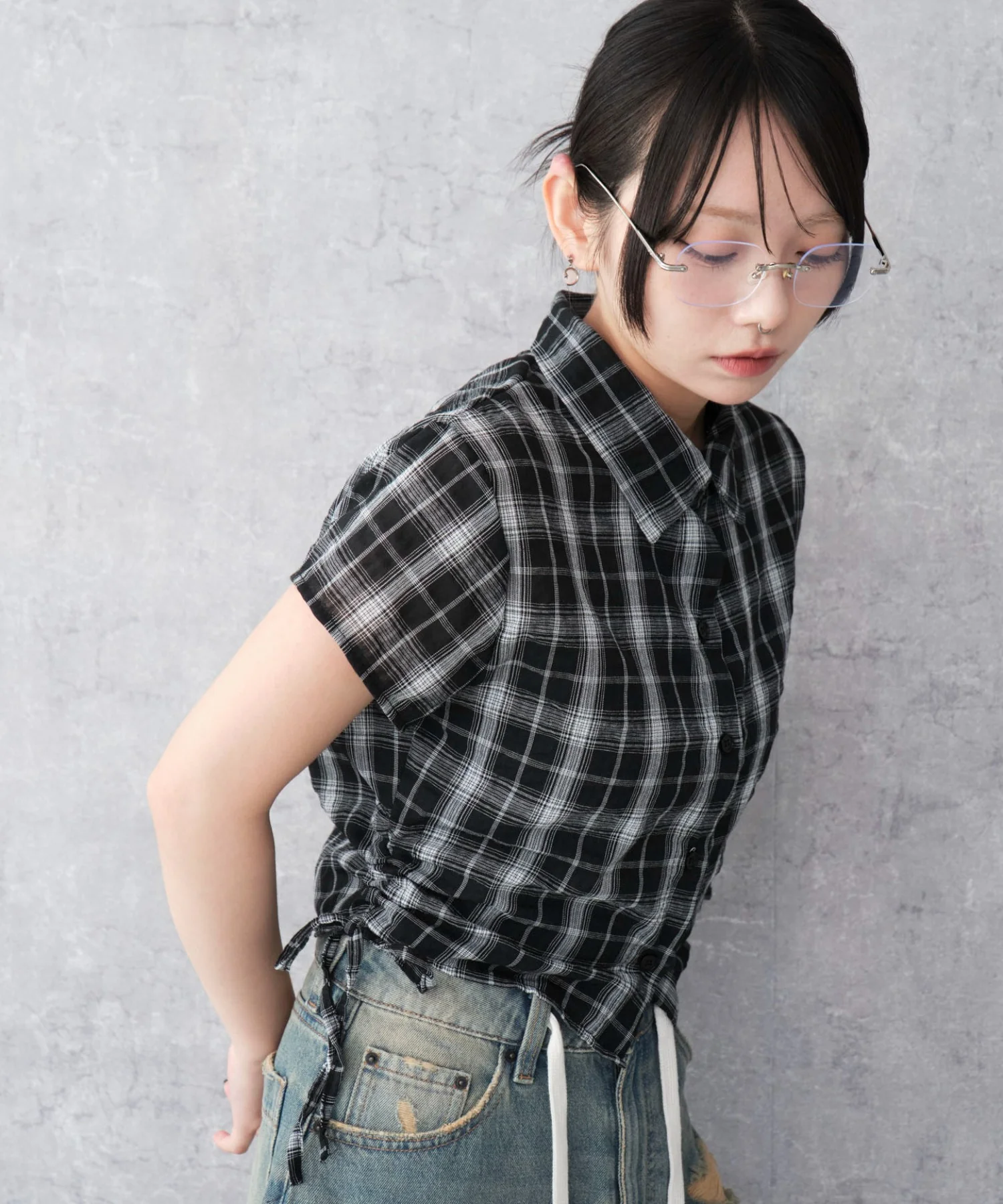 サイドドロストチェックシャツ - Image 14