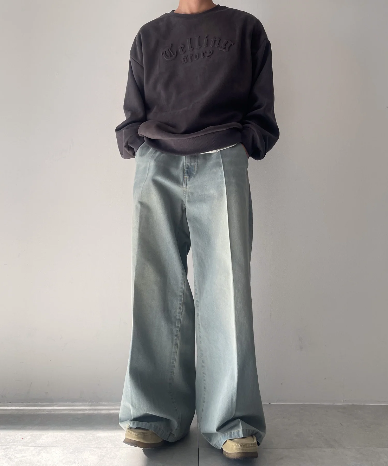 センタープレスワイドデニムパンツ - Image 3