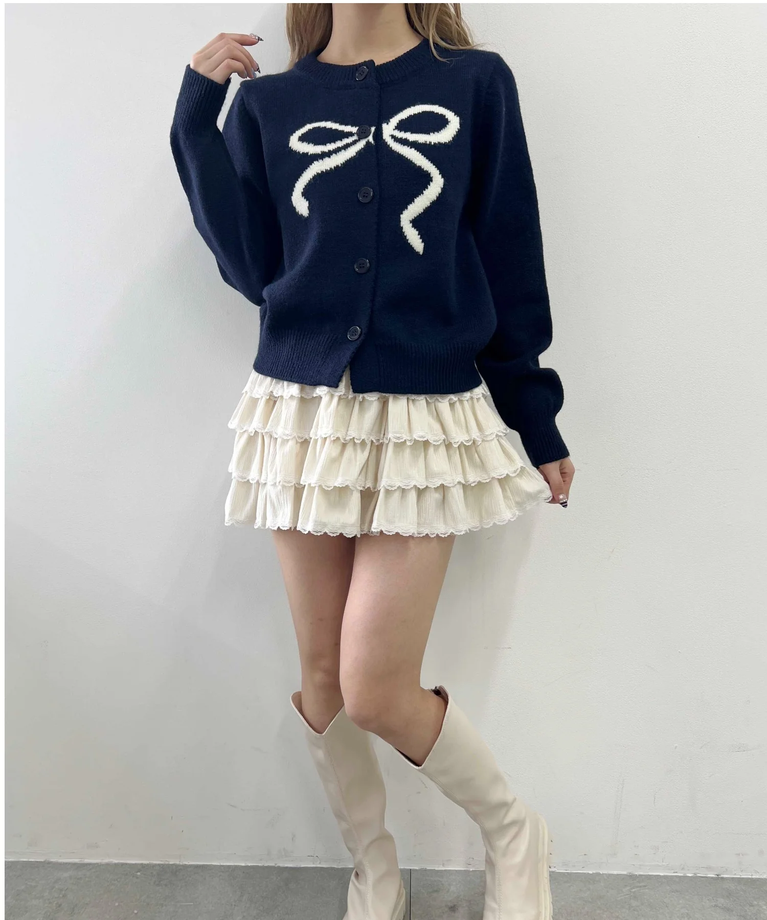 リボンジャガードカーディガン - Image 6