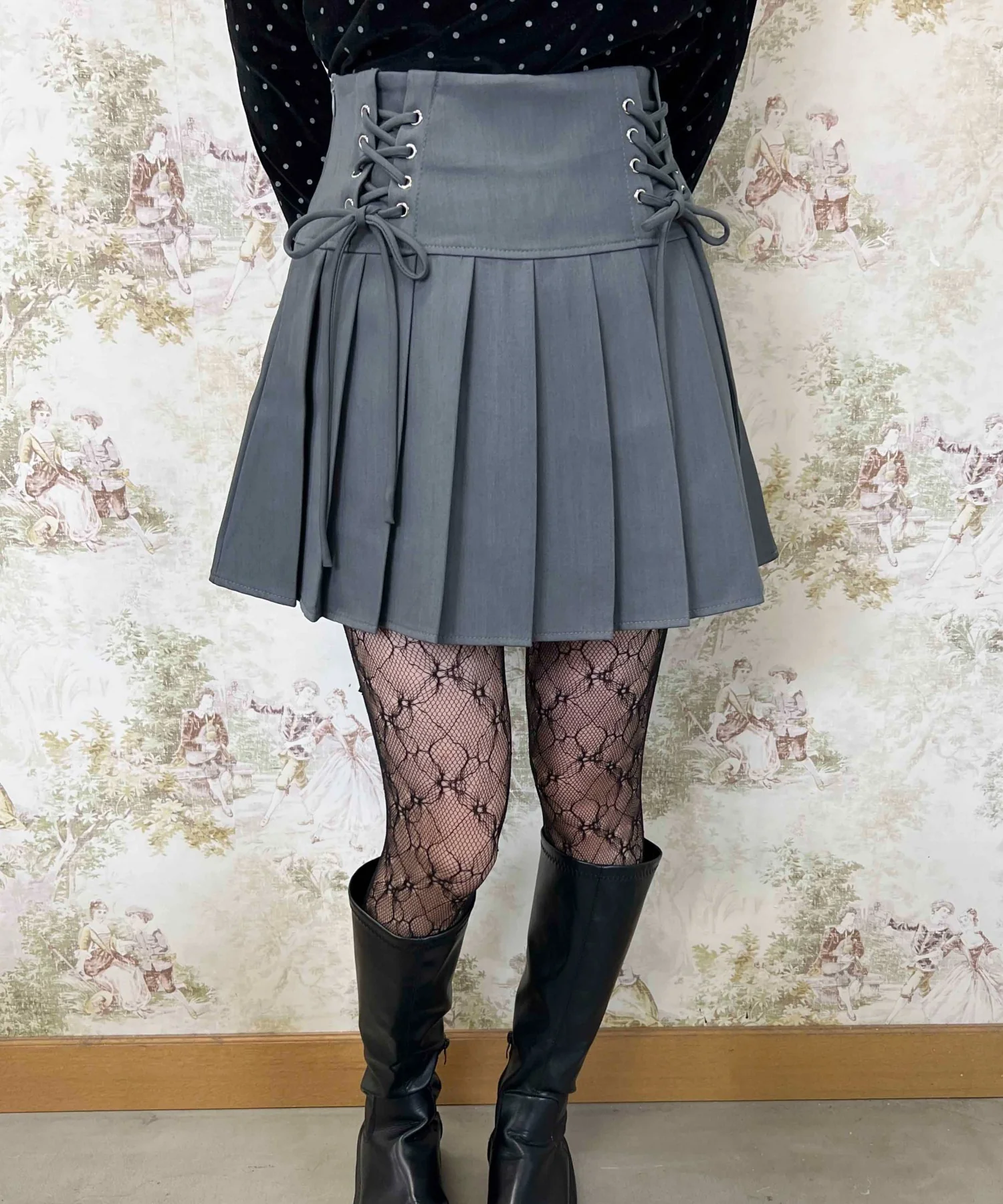 ダブルレースアッププリーツスカート - Image 9
