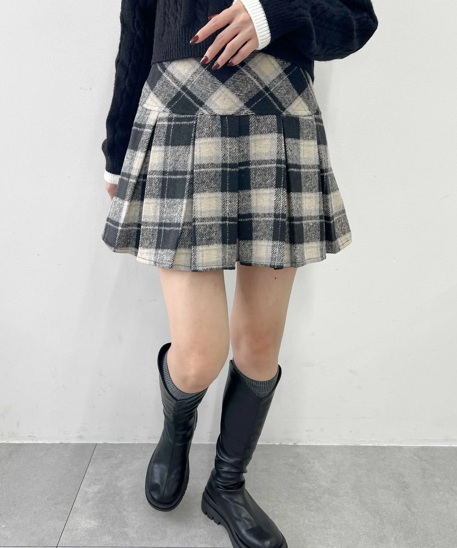 チェックボックスプリーツスカート - Image 9