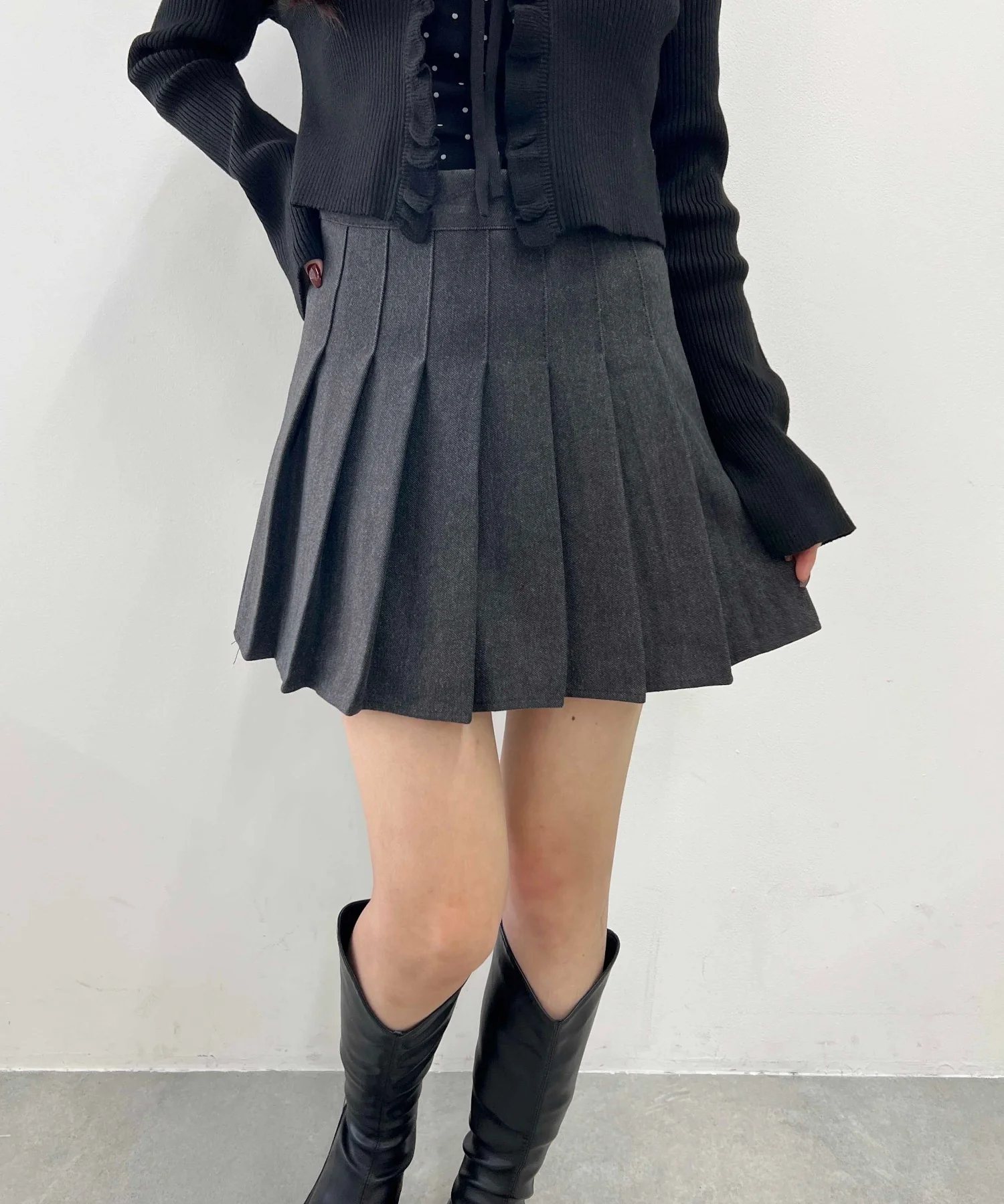 起毛プリーツミニスカート - Image 3