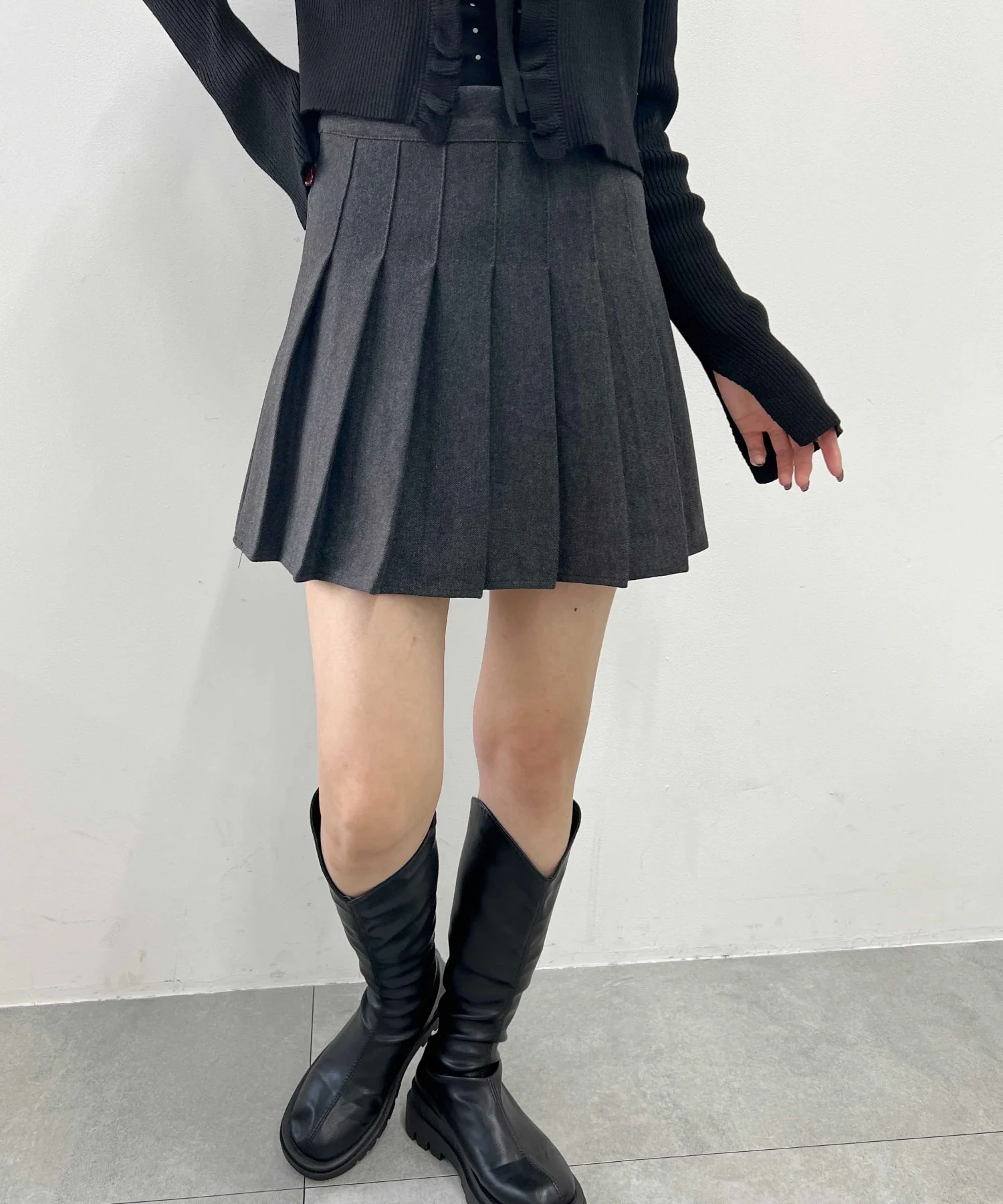起毛プリーツミニスカート - Image 4