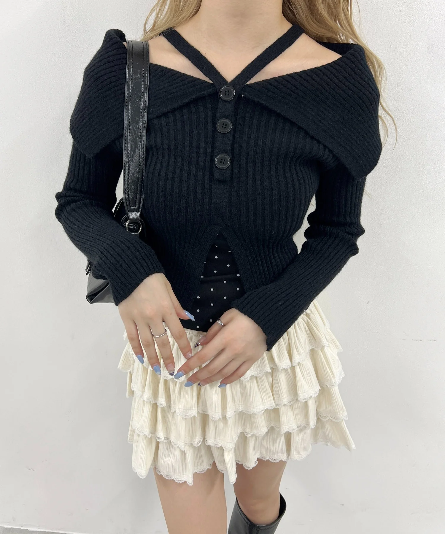 ストラップデザインオフショルニット - Image 11