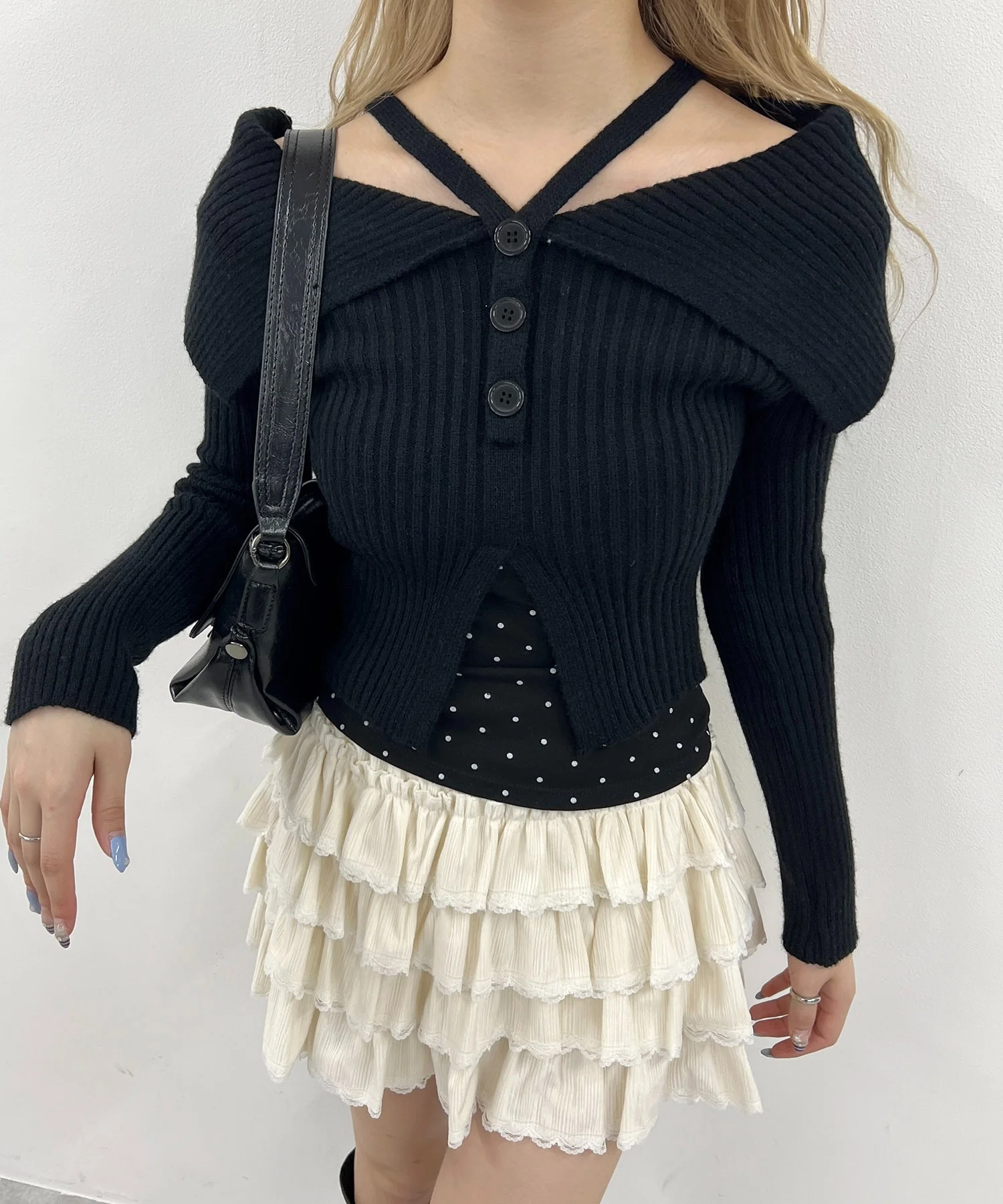 ストラップデザインオフショルニット - Image 12