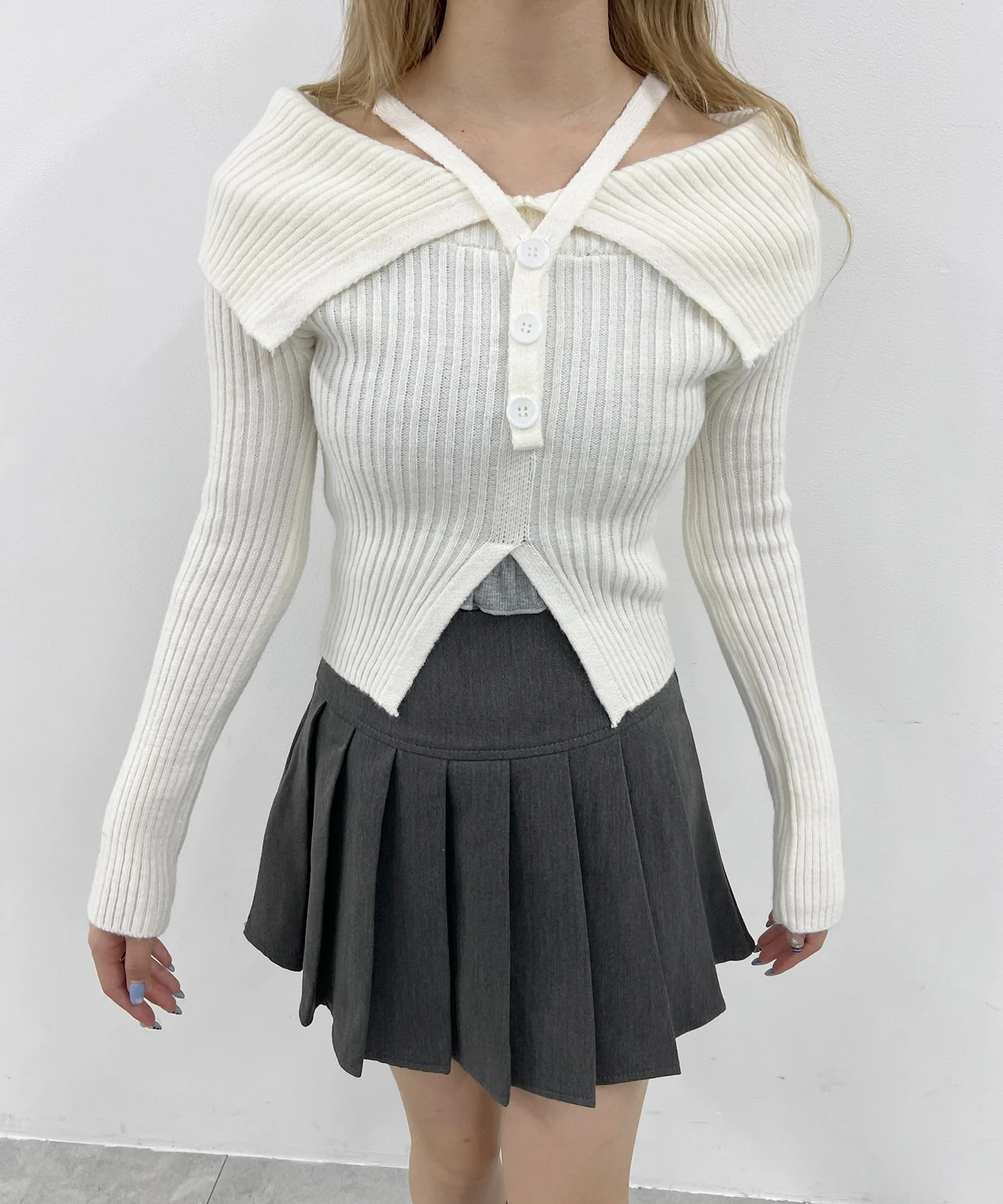 ストラップデザインオフショルニット - Image 4
