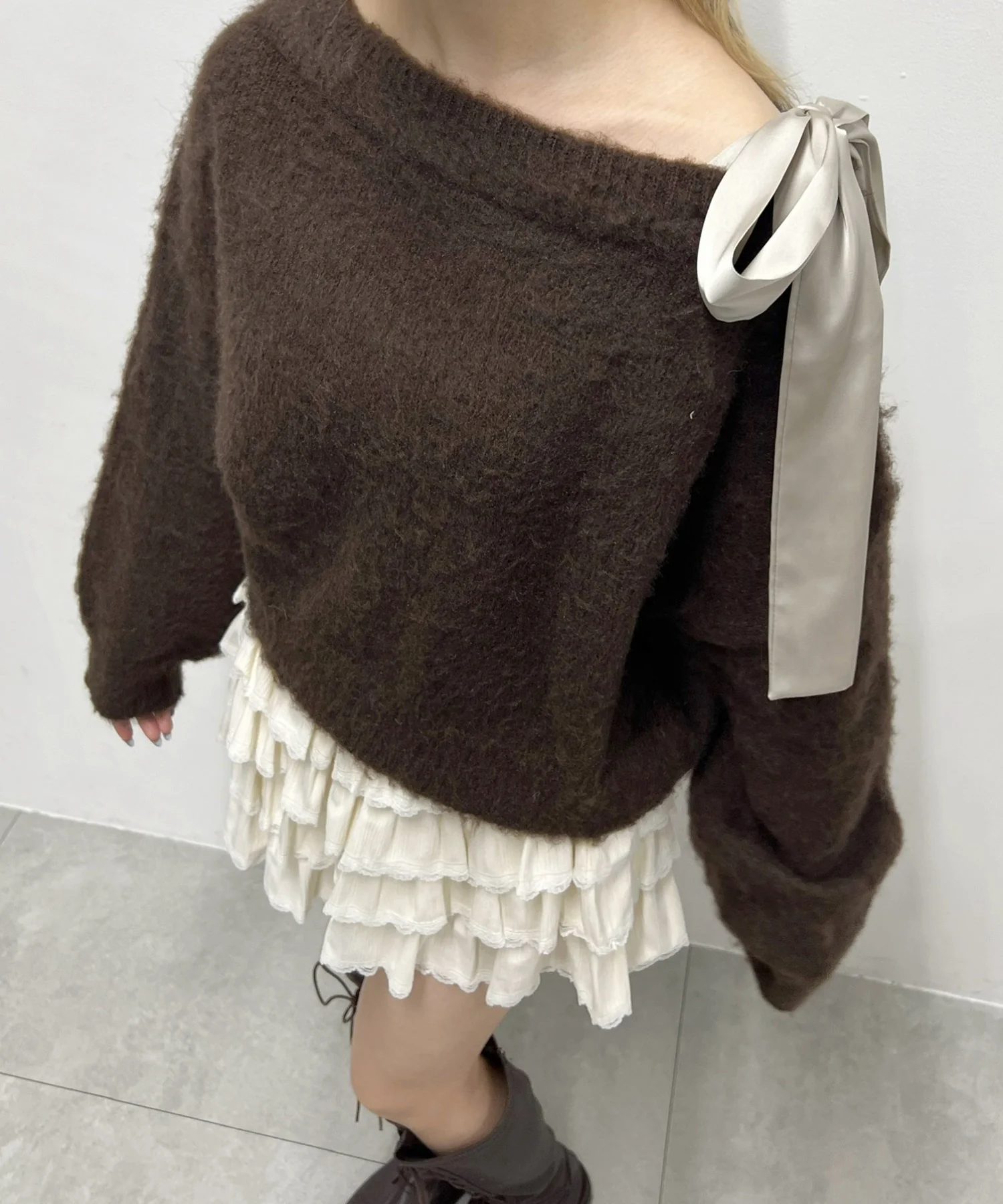 リボンワンショルニット - Image 4