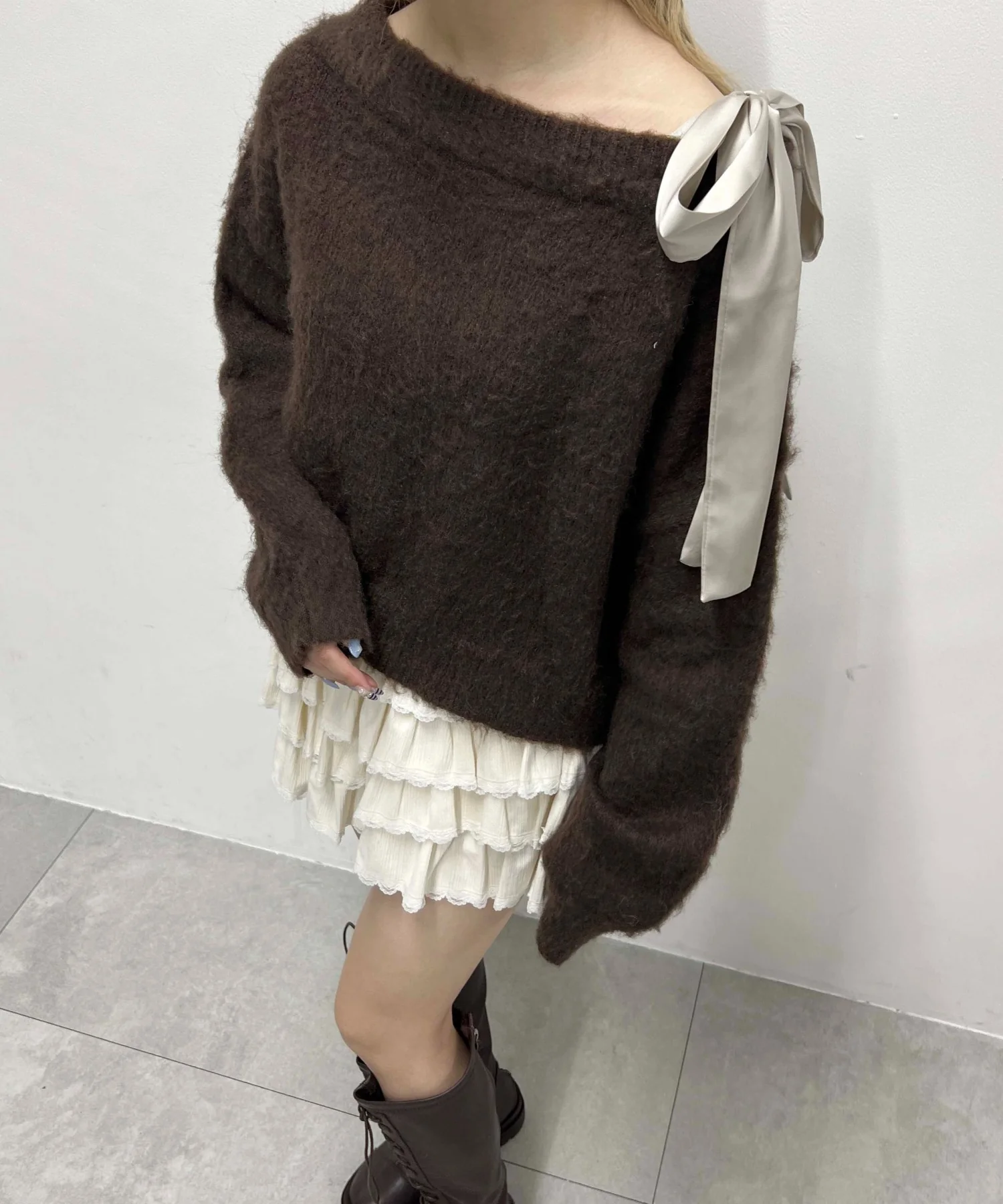 リボンワンショルニット - Image 5