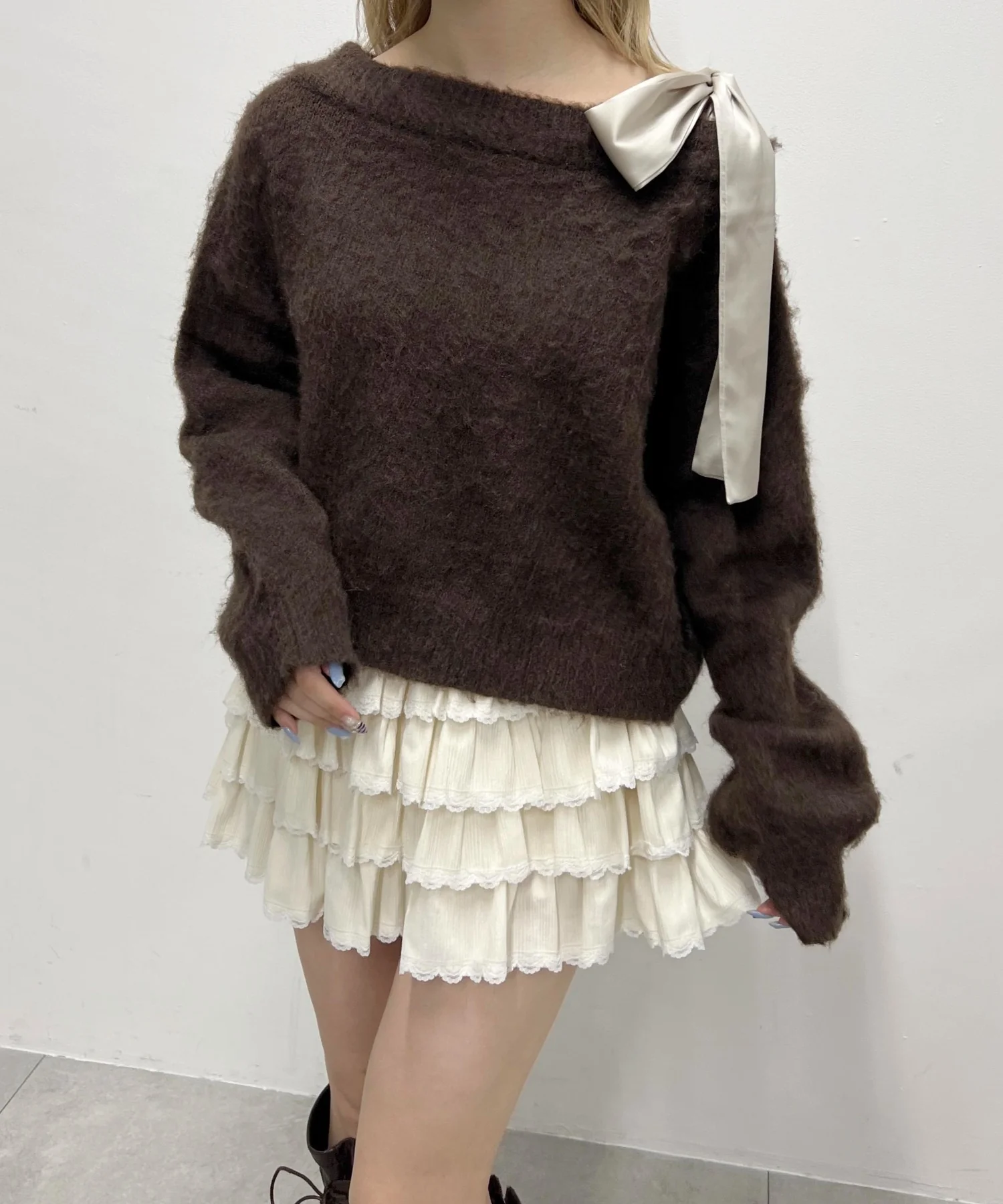 リボンワンショルニット - Image 6