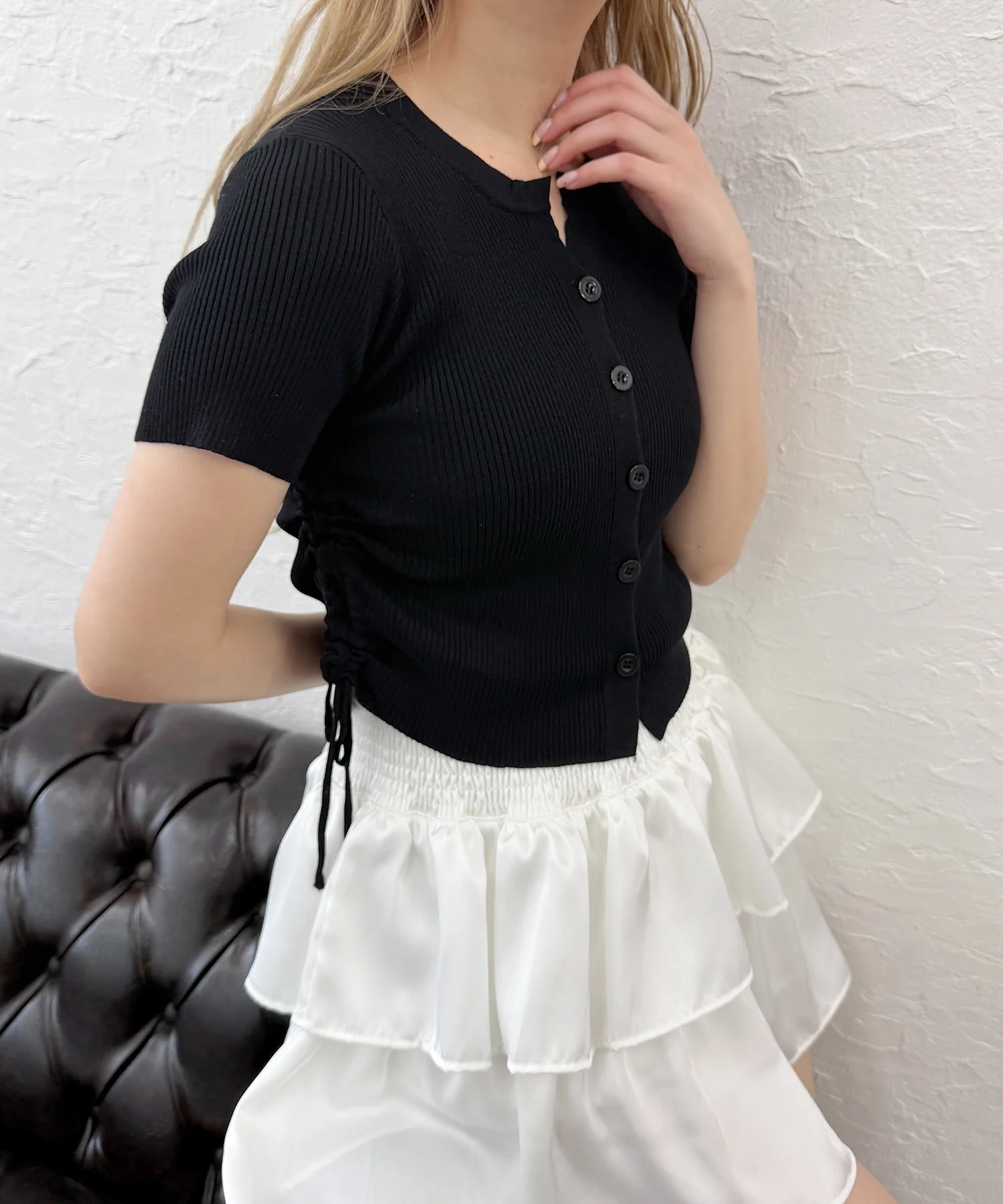 サイドドロスト半袖カーディガン - Image 16