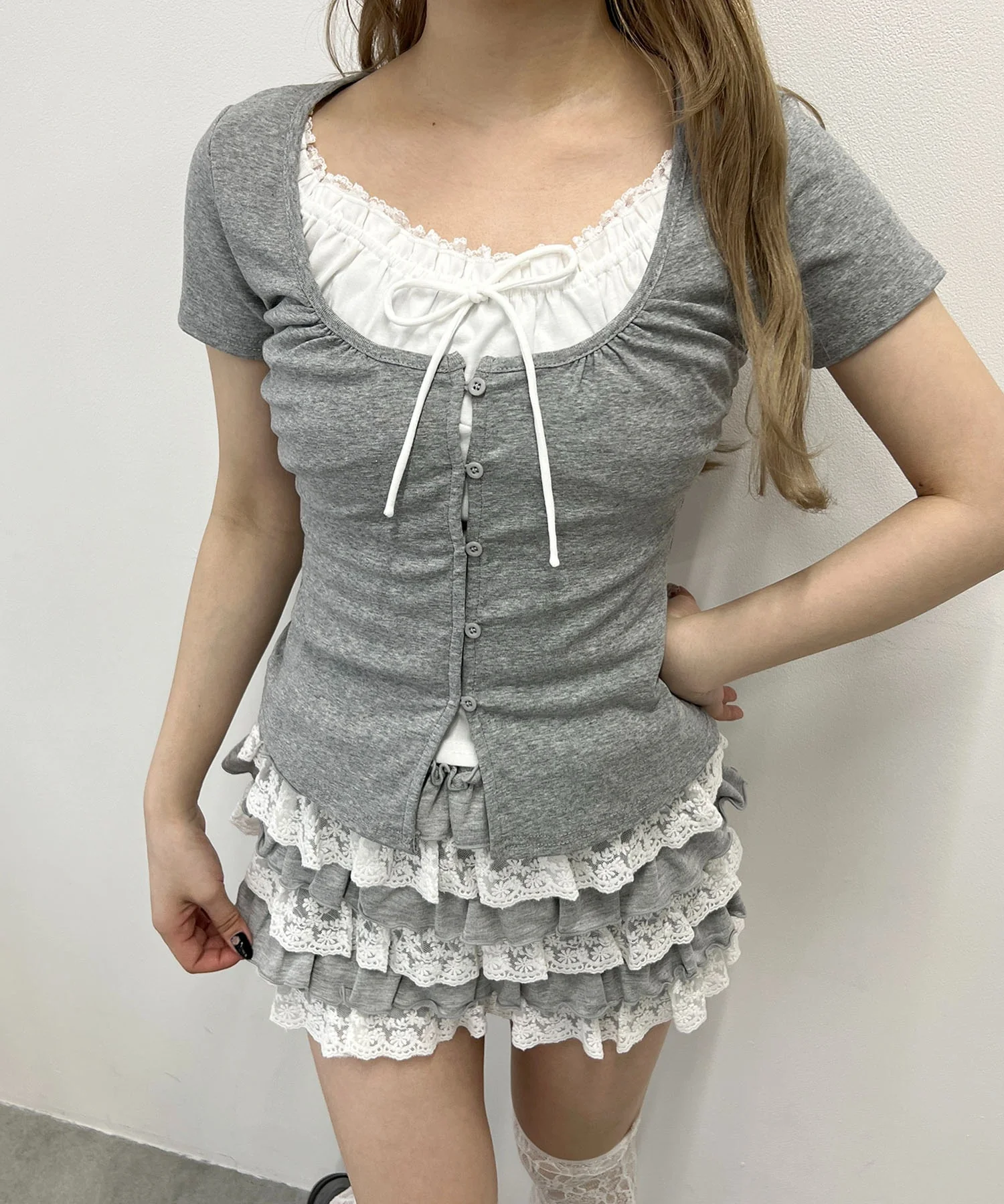 フェイクカーデレイヤードトップス - Image 3