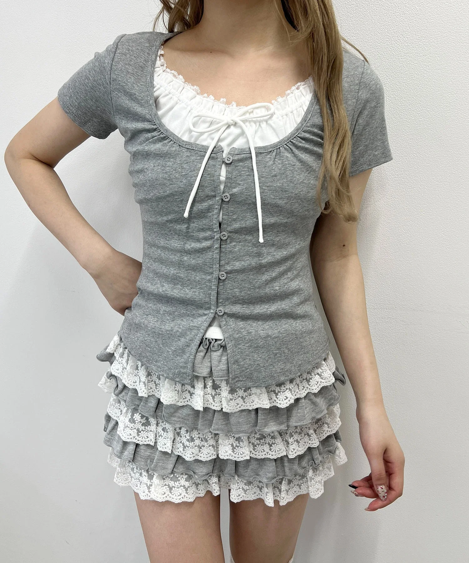 フェイクカーデレイヤードトップス - Image 9