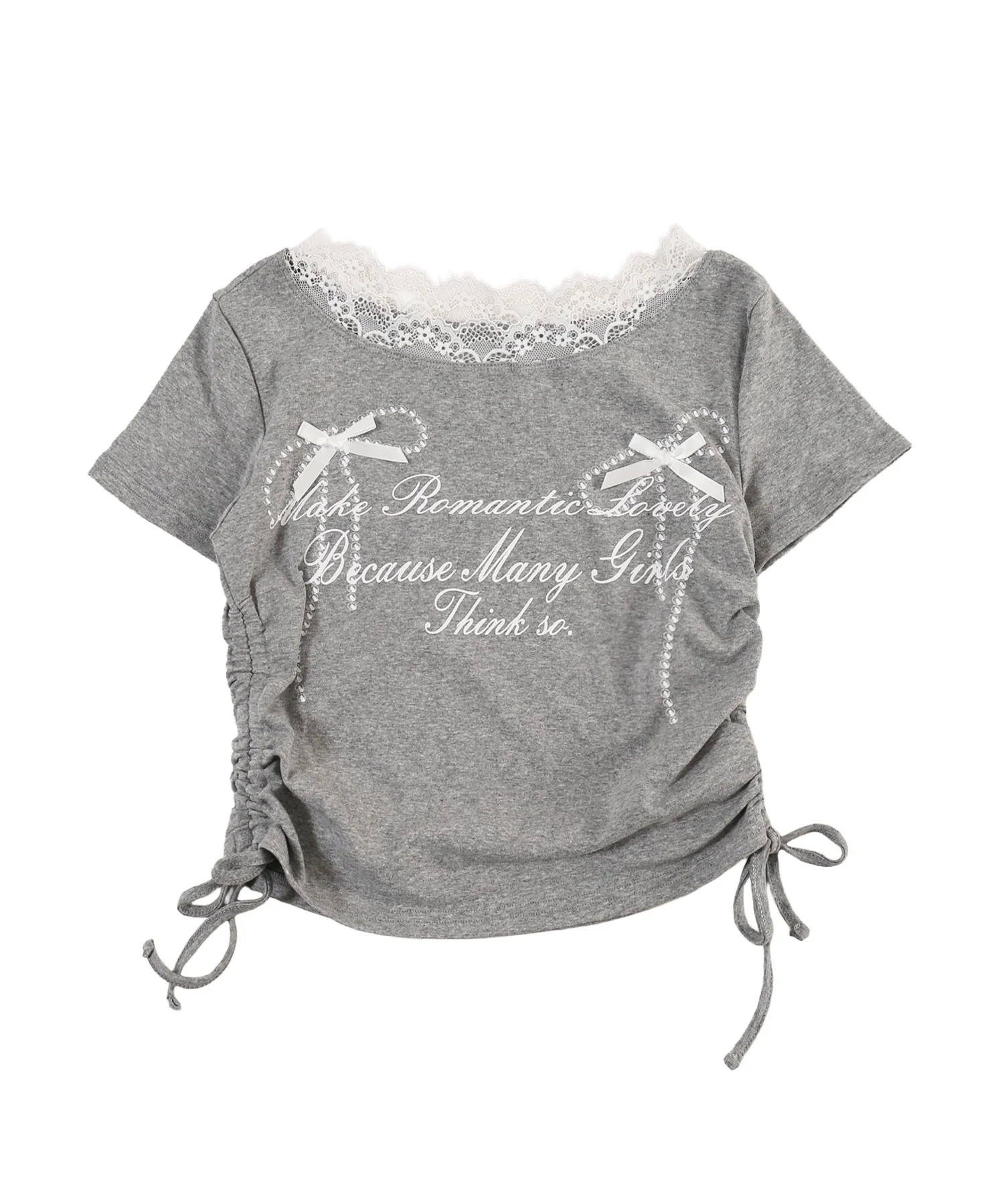 リボングラフィックサイドドロストTシャツ - Image 14