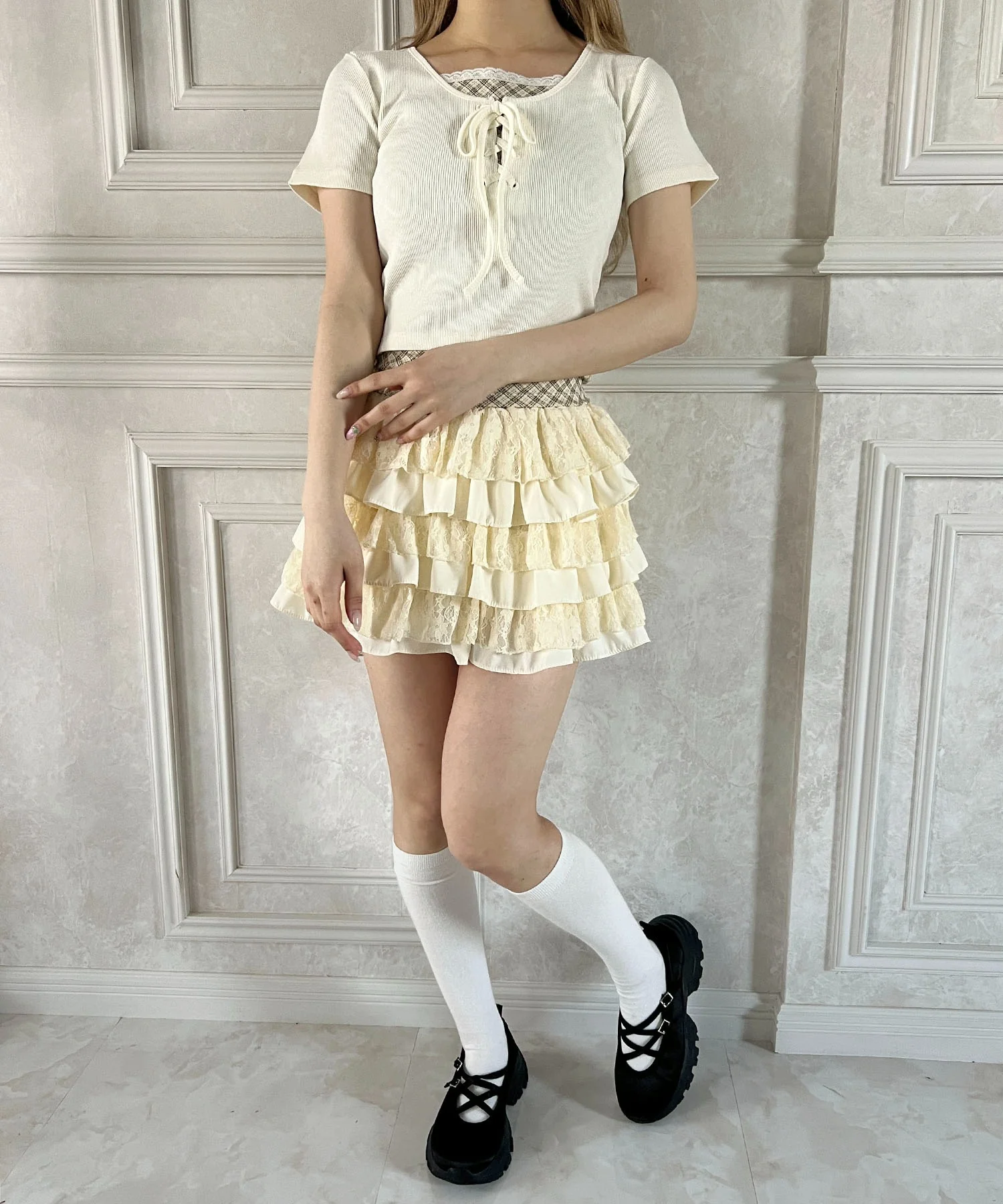 アソートレイヤードレースアップTシャツ - Image 6