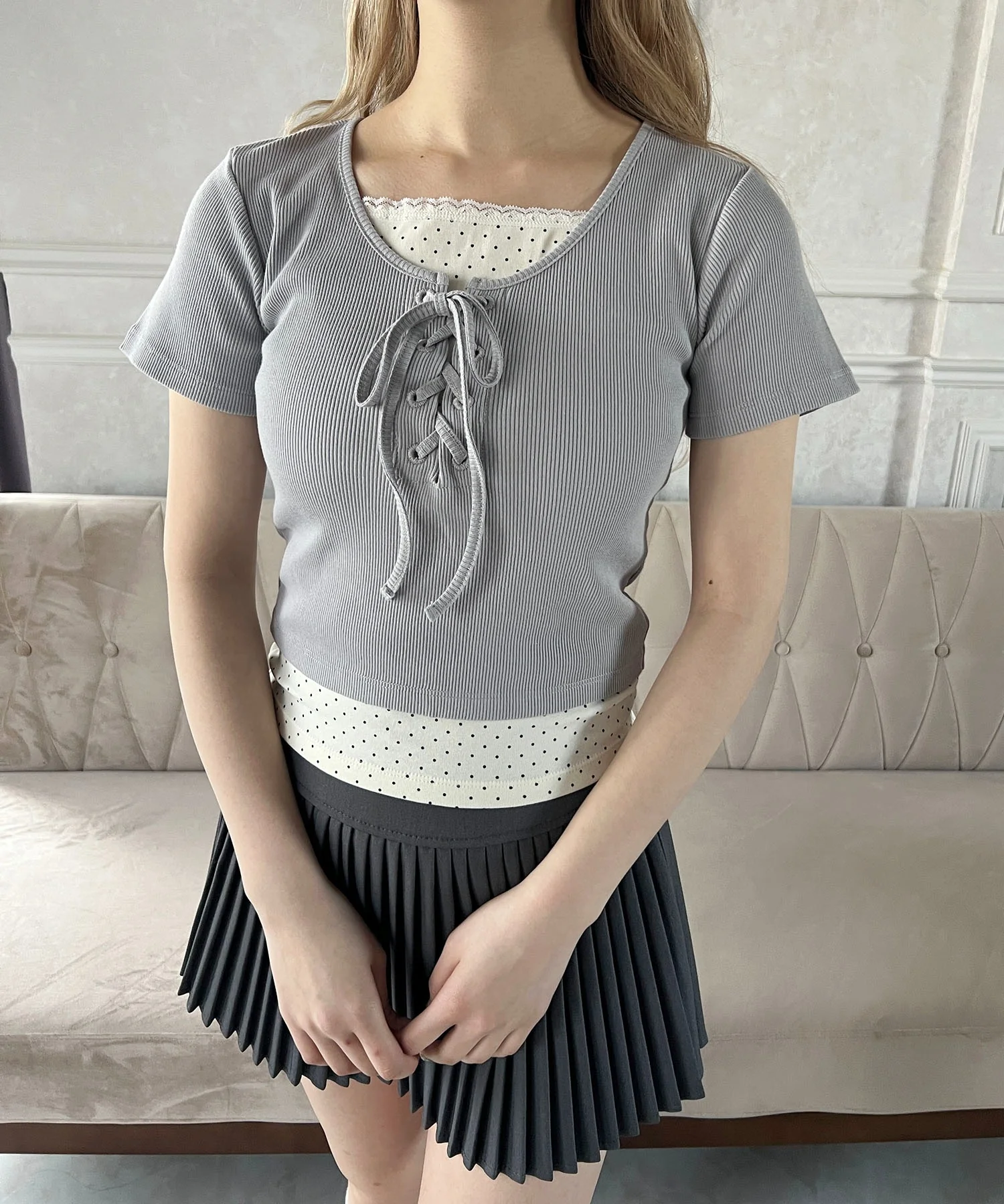 アソートレイヤードレースアップTシャツ - Image 7