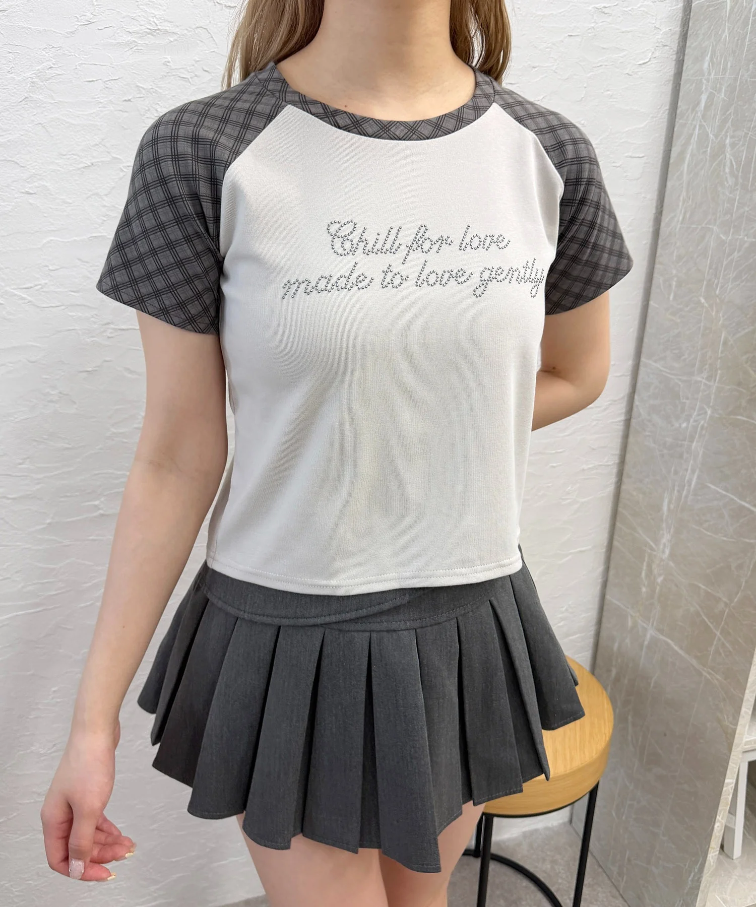 チェックラグランコンパクトTシャツ - Image 2