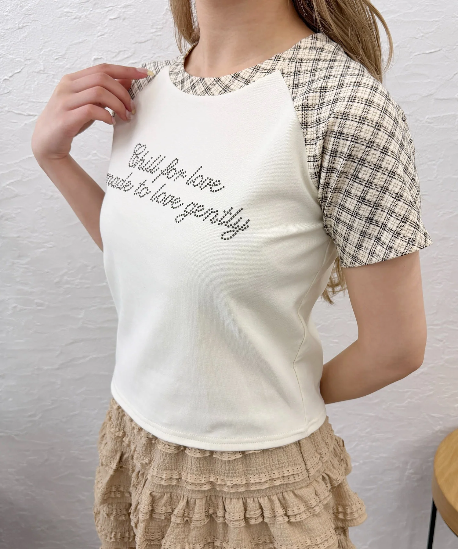 チェックラグランコンパクトTシャツ - Image 3