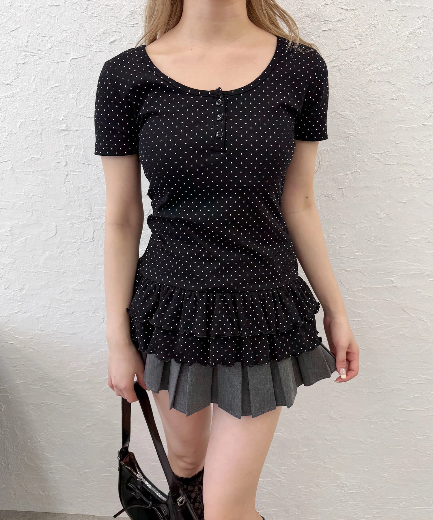 ヘムフリルドット半袖トップス - Image 8