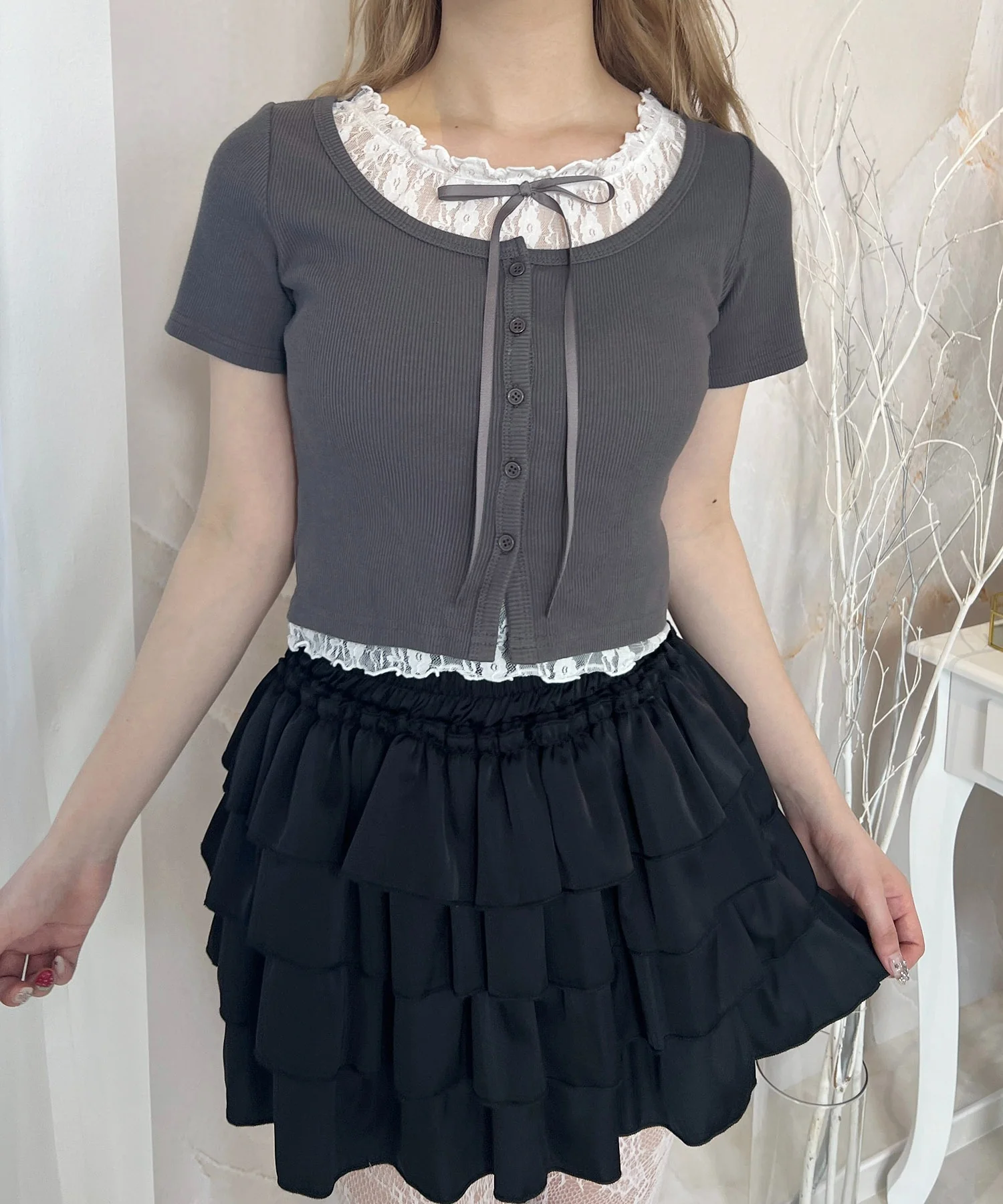 レースレイヤードSSトップス - Image 11