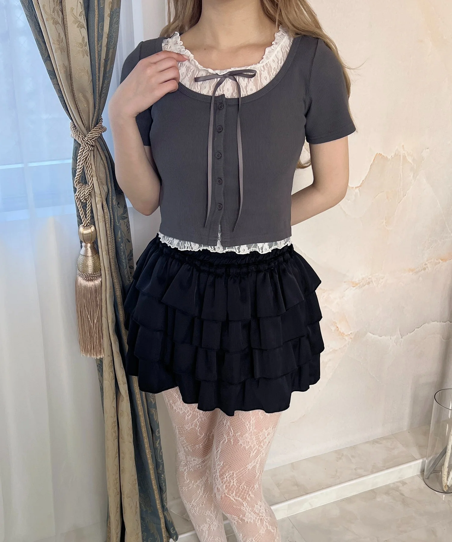 レースレイヤードSSトップス - Image 13
